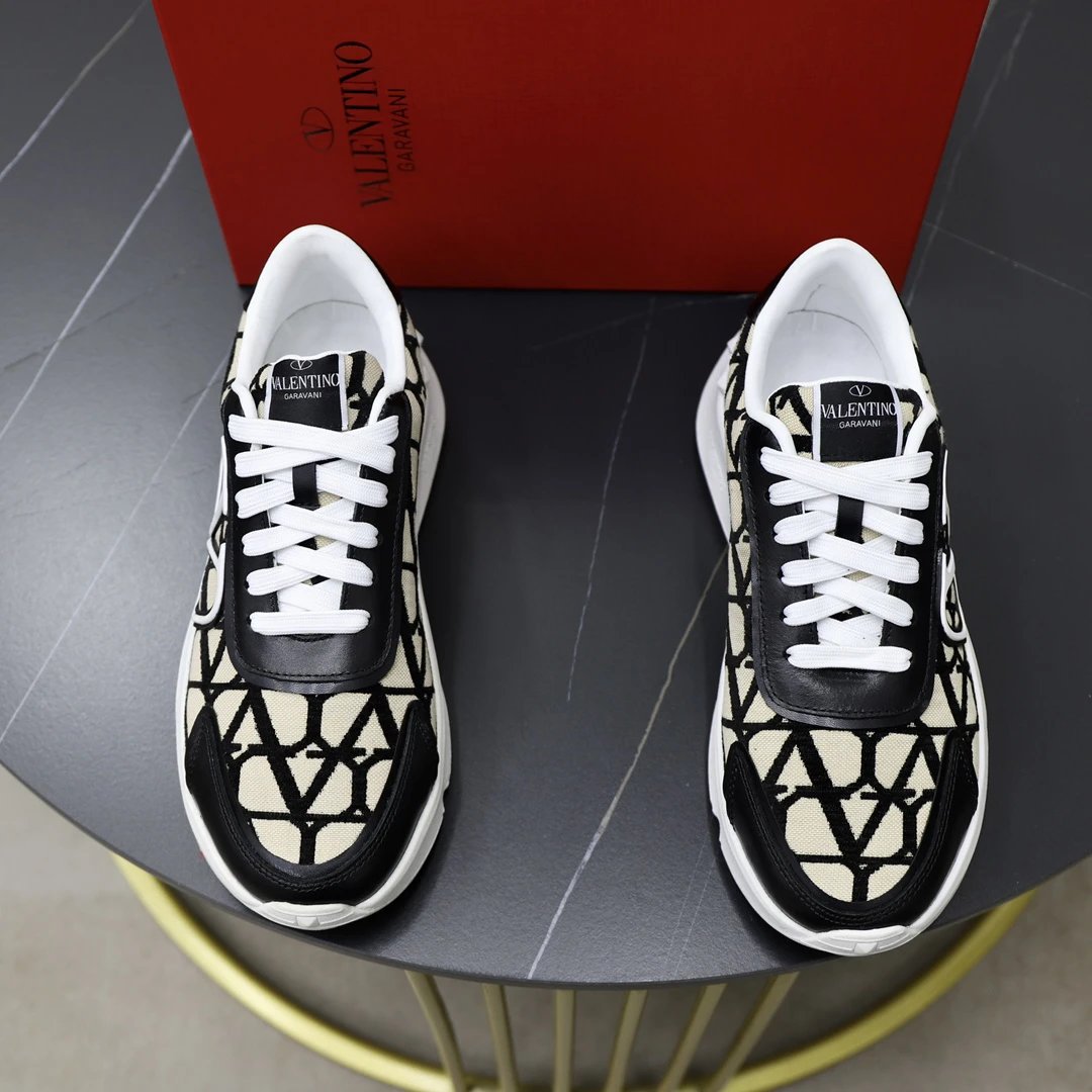 Valentino Garavani Black White Canvas Sneakers