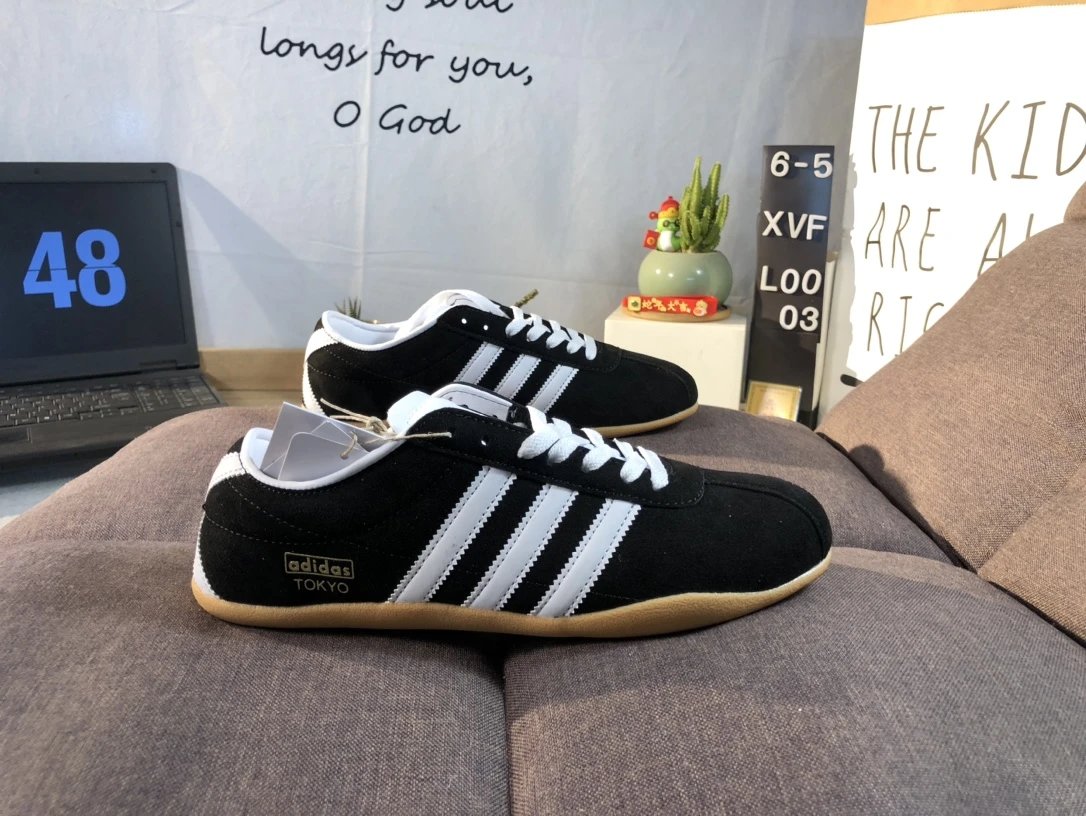 Adidas Tokyo Black Suede Sneakers Retro Style Shoes