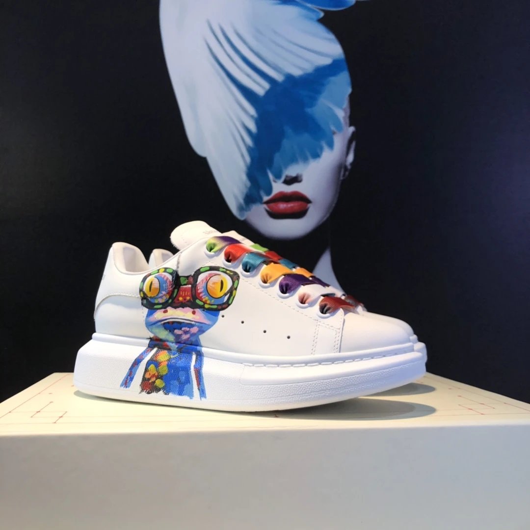Alexander McQueen Frog Print Rainbow Lace Sneakers