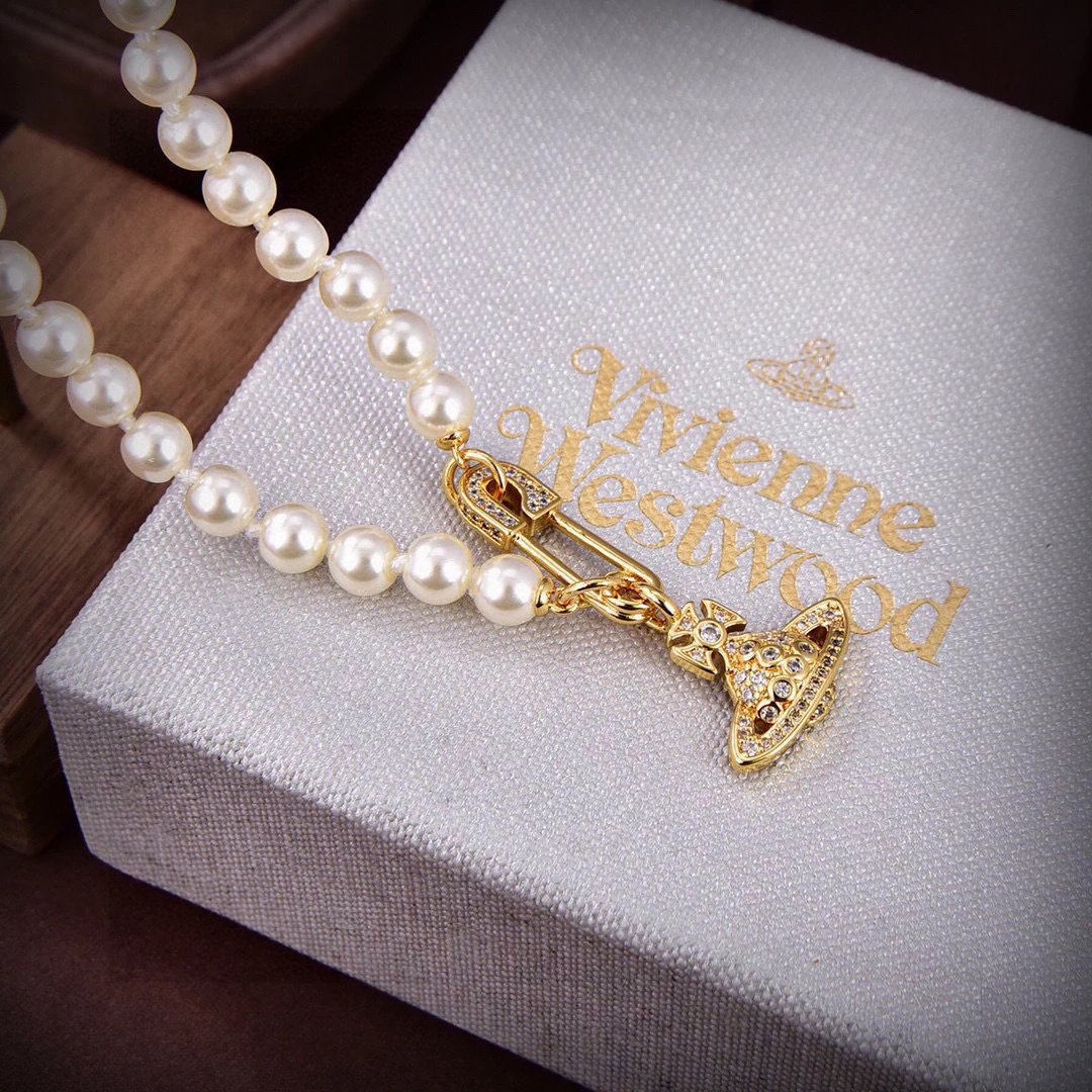 Vivienne Westwood Pearl Necklace Gold Orb Jewelry