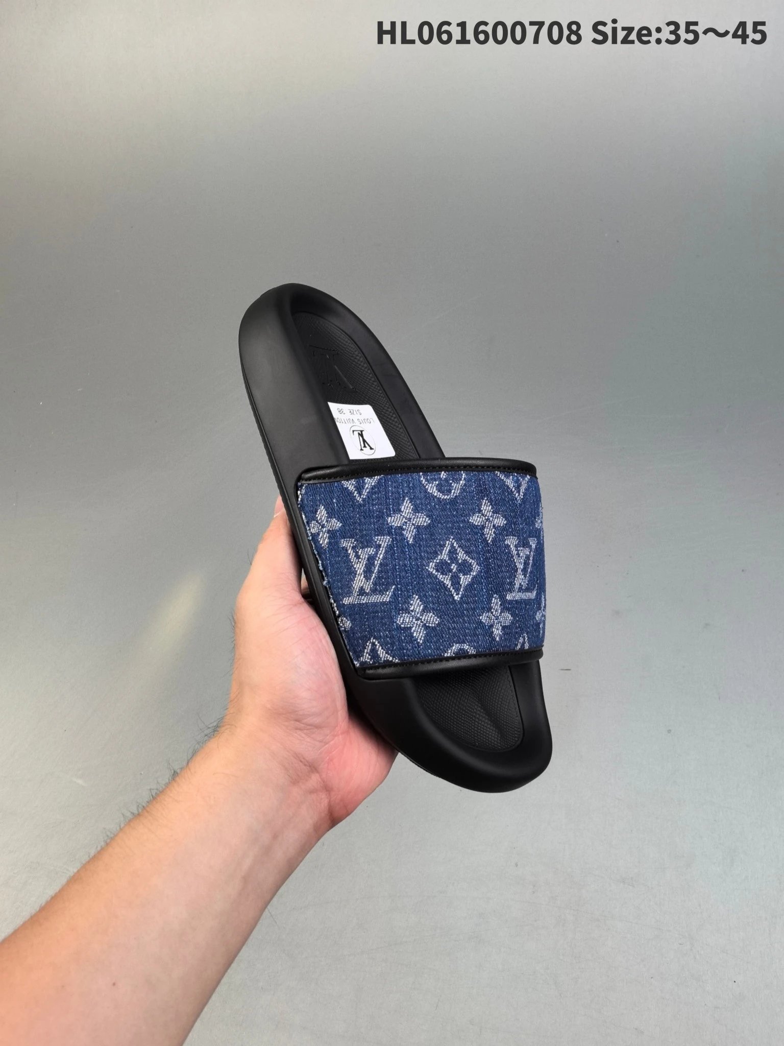 Louis Vuitton Men Denim Monogram Slide Sandals Slippers