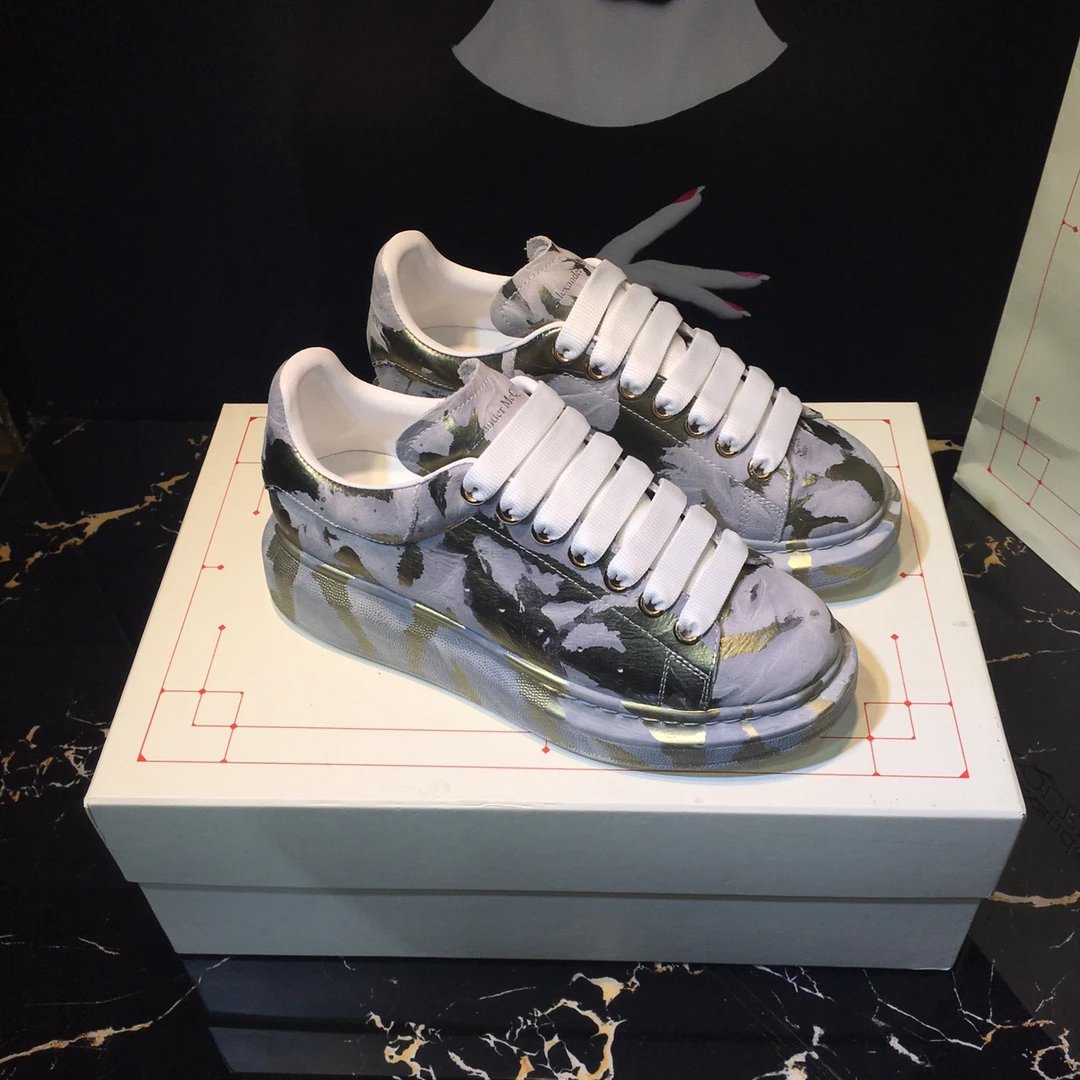 Alexander McQueen Camouflage Metallic Thick Sole Sneakers