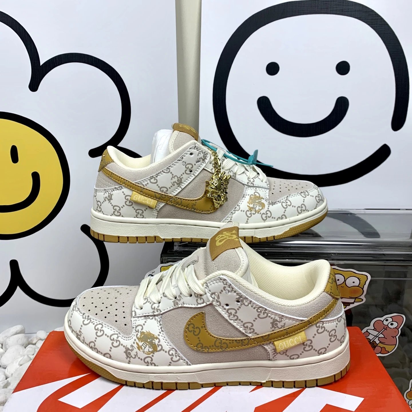 Nike Beige Gold Luxury Low-Top Sneakers Shoes