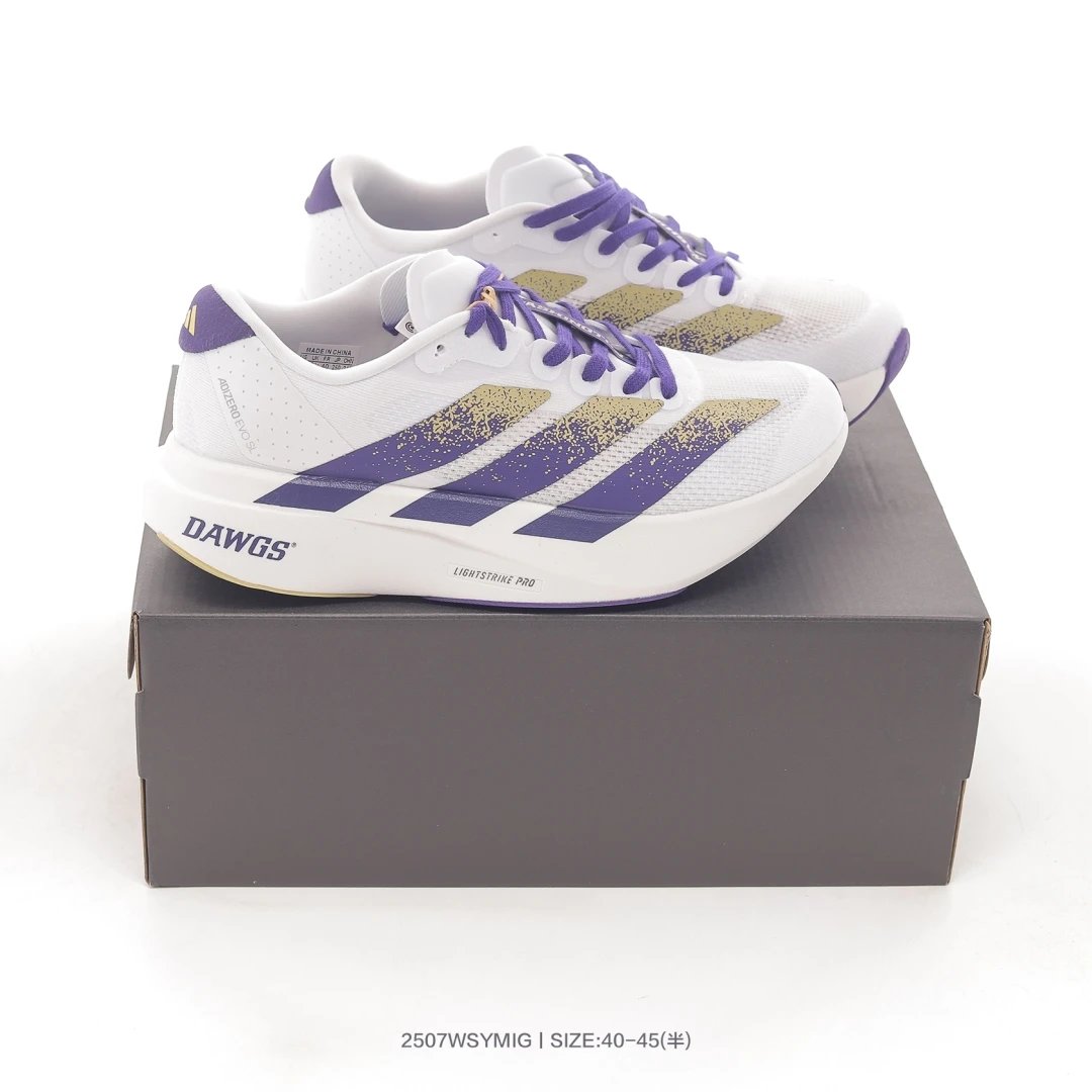 Adidas Lightstrike Pro Running Shoes White Purple Gold