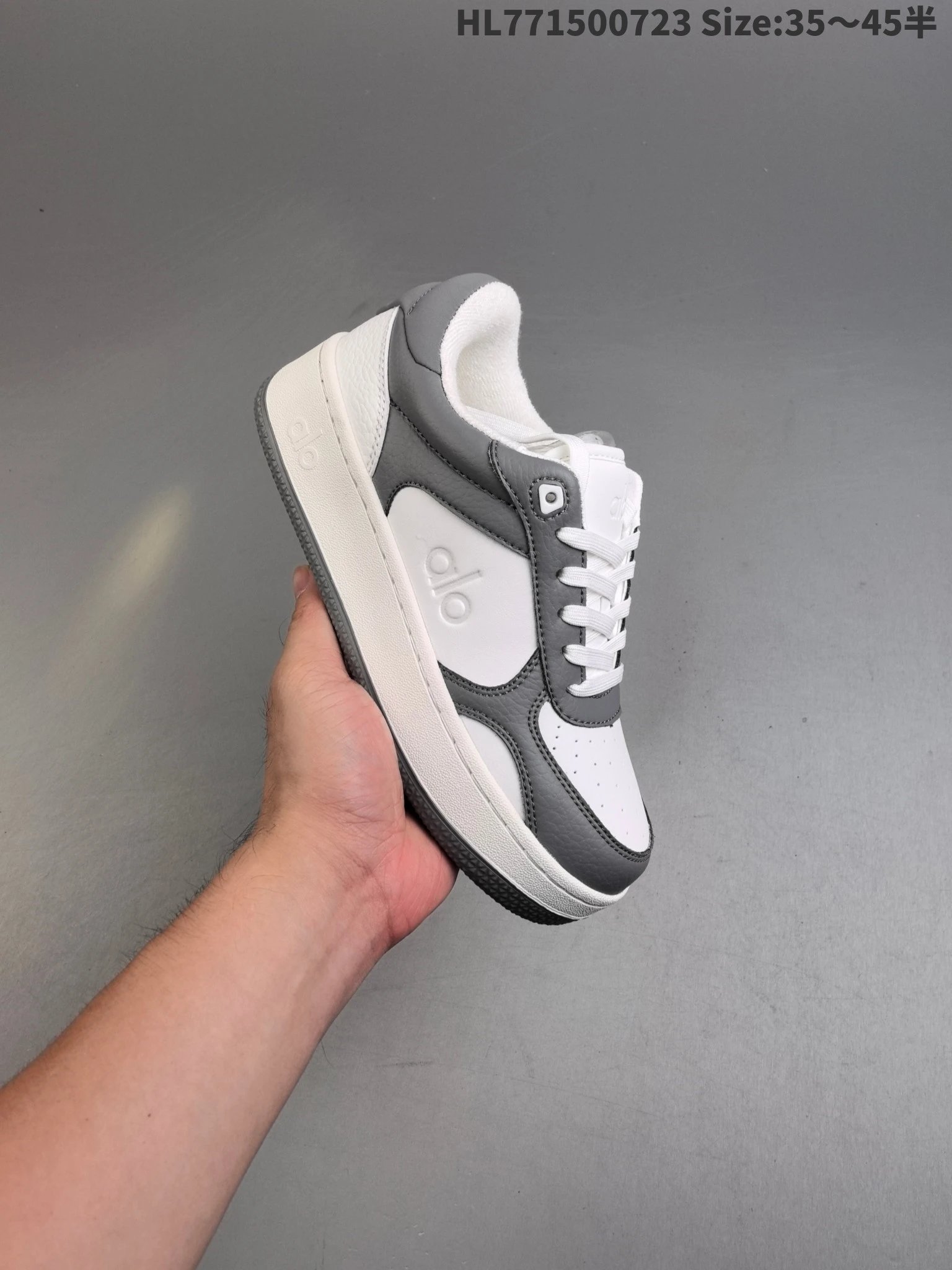 ShoesAlo HL771500723 White Gray Leather Sneakers