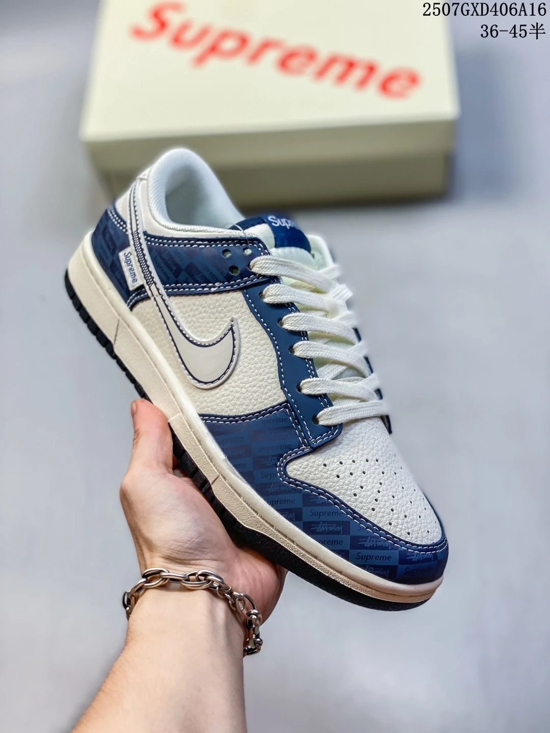 Nike Supreme Navy White Low Top Sneakers