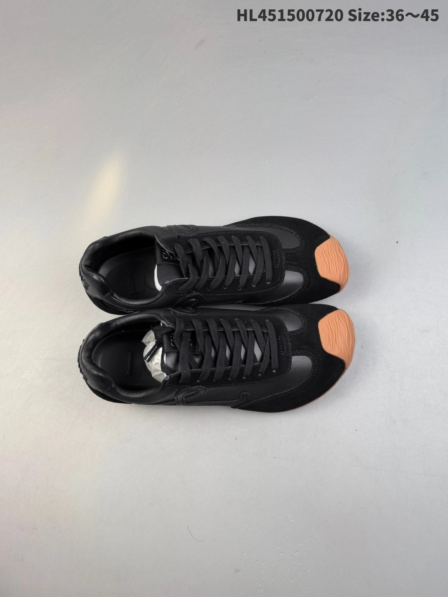 Loewe HL451500720 Black Orange Toe Sneakers
