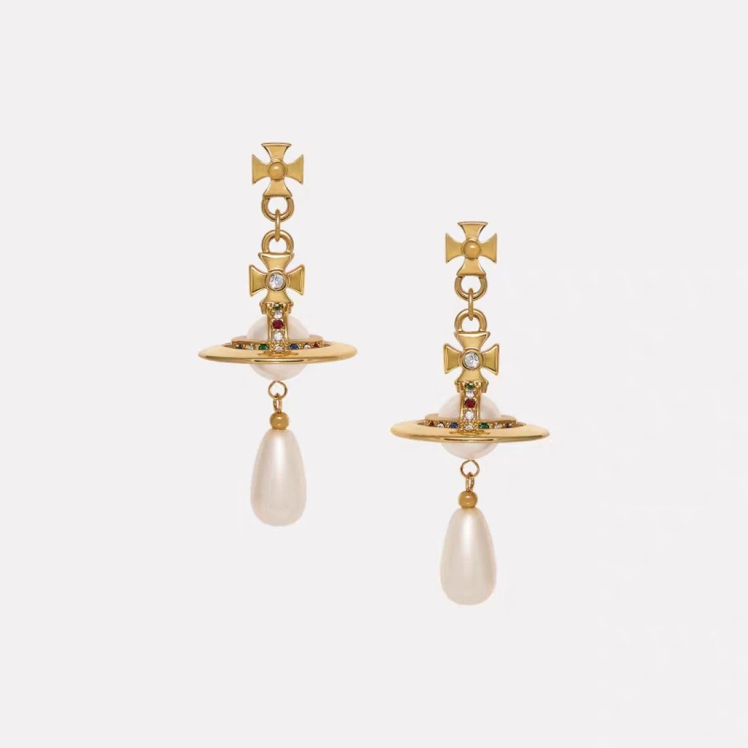 Vivienne Westwood Gold Orb Pearl Drop Earrings