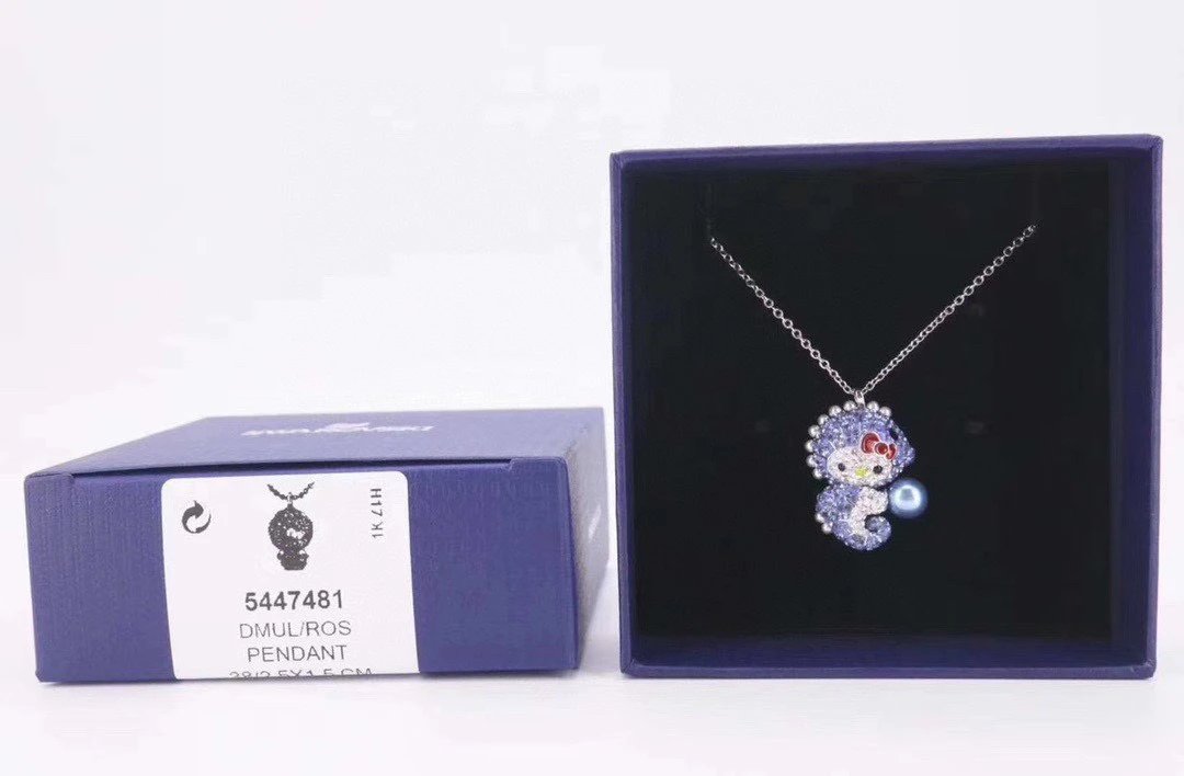 Swarovski Blue Crystal Pendant Necklace for Women