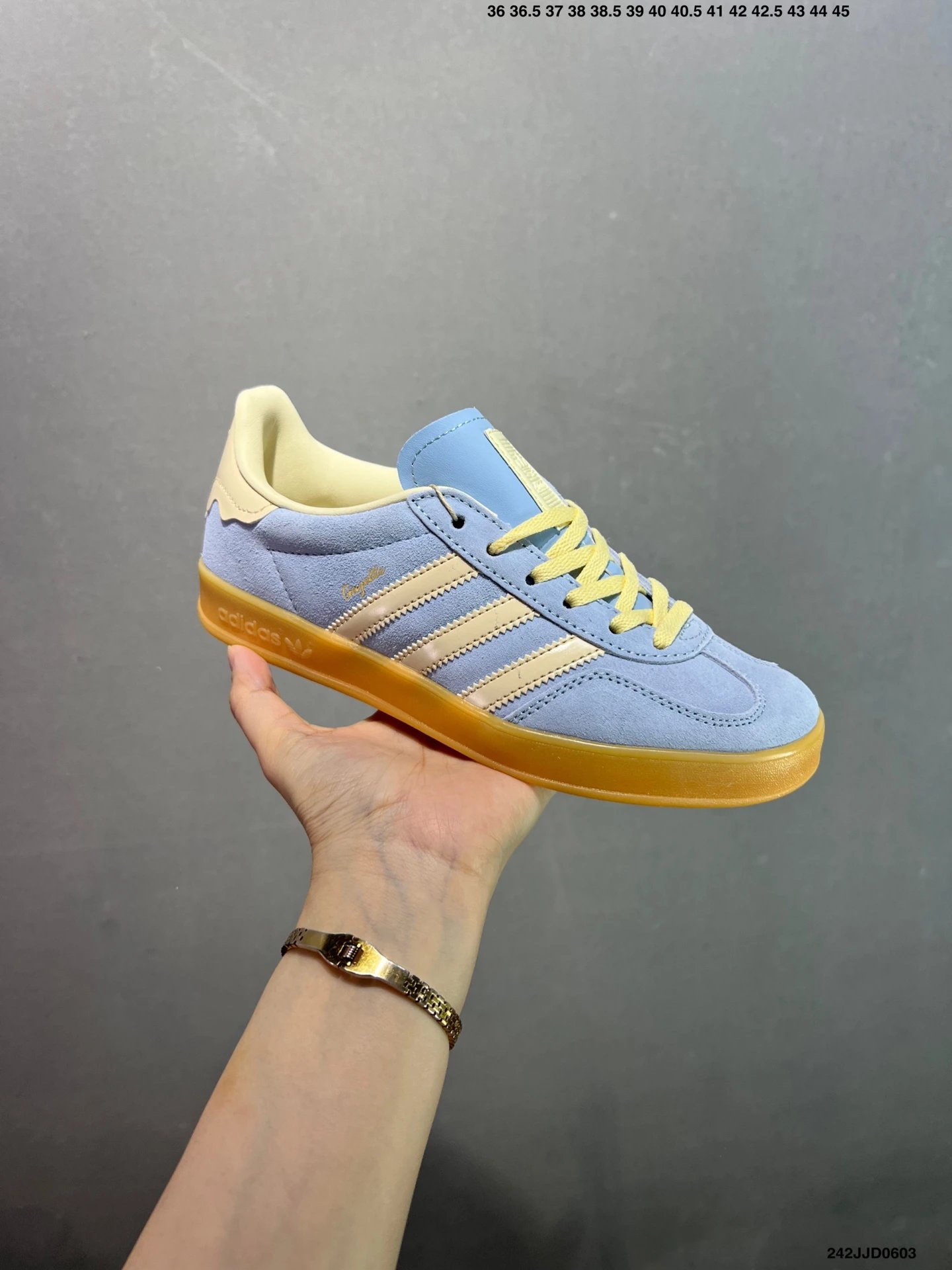 Adidas Gazelle Light Blue Beige Suede Retro Sneakers