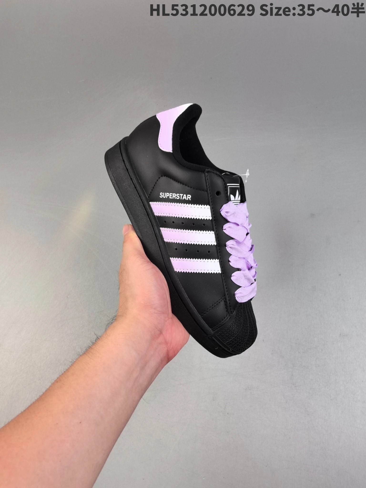 Adidas Superstar Women Black Purple Casual Sneakers Shoes