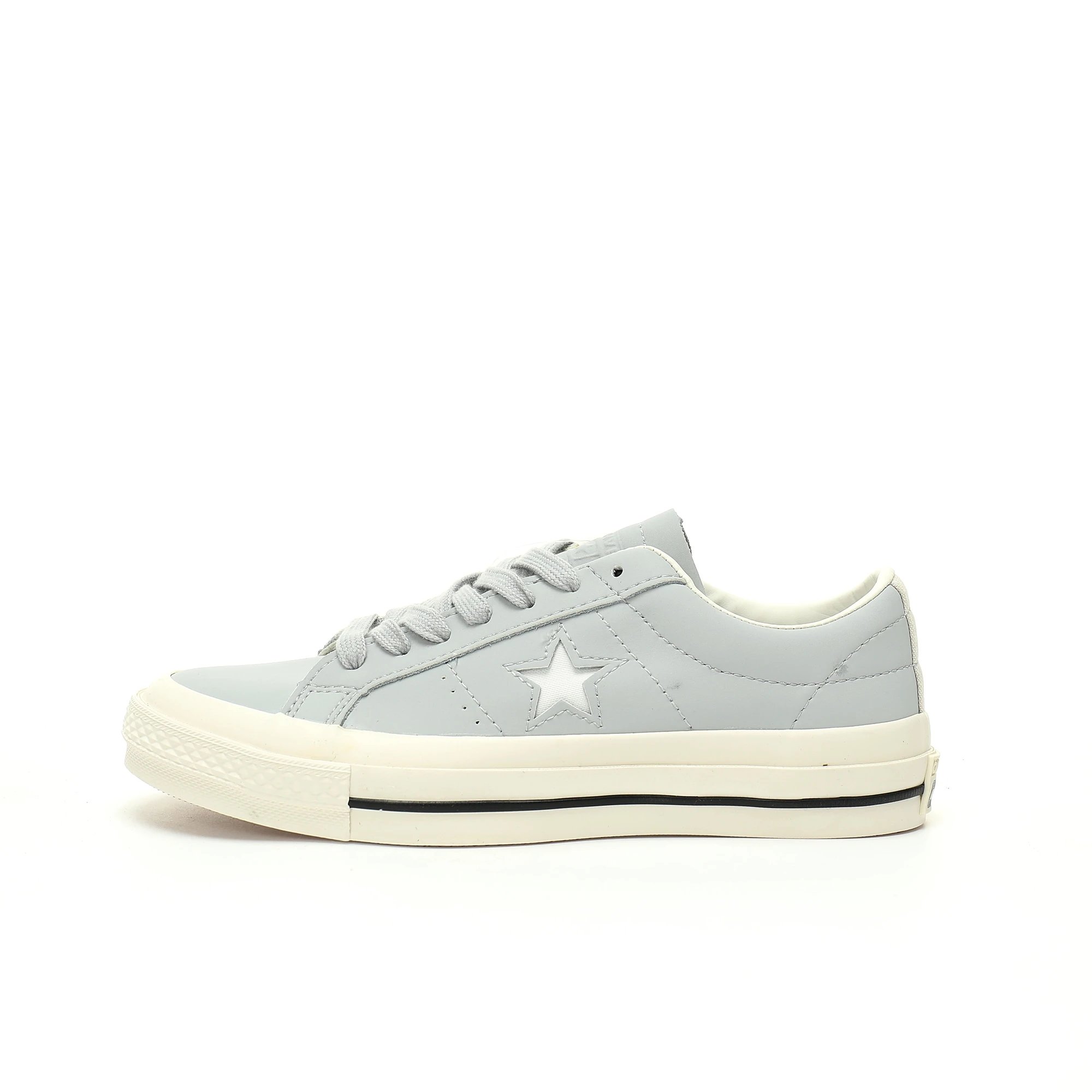 Converse One Star Grey Leather Low Top Sneakers