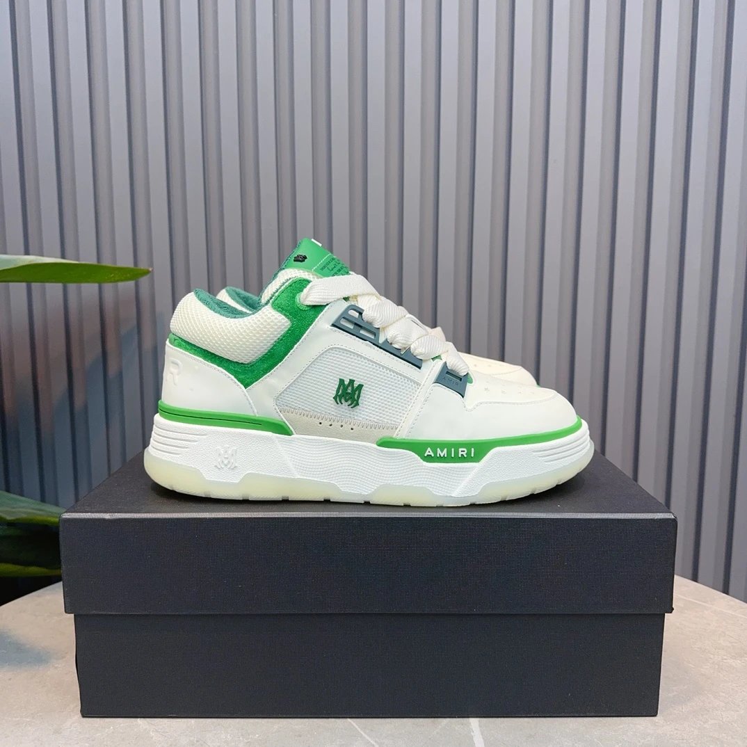 AMIRI Green Leather Mesh Luxury Sneakers