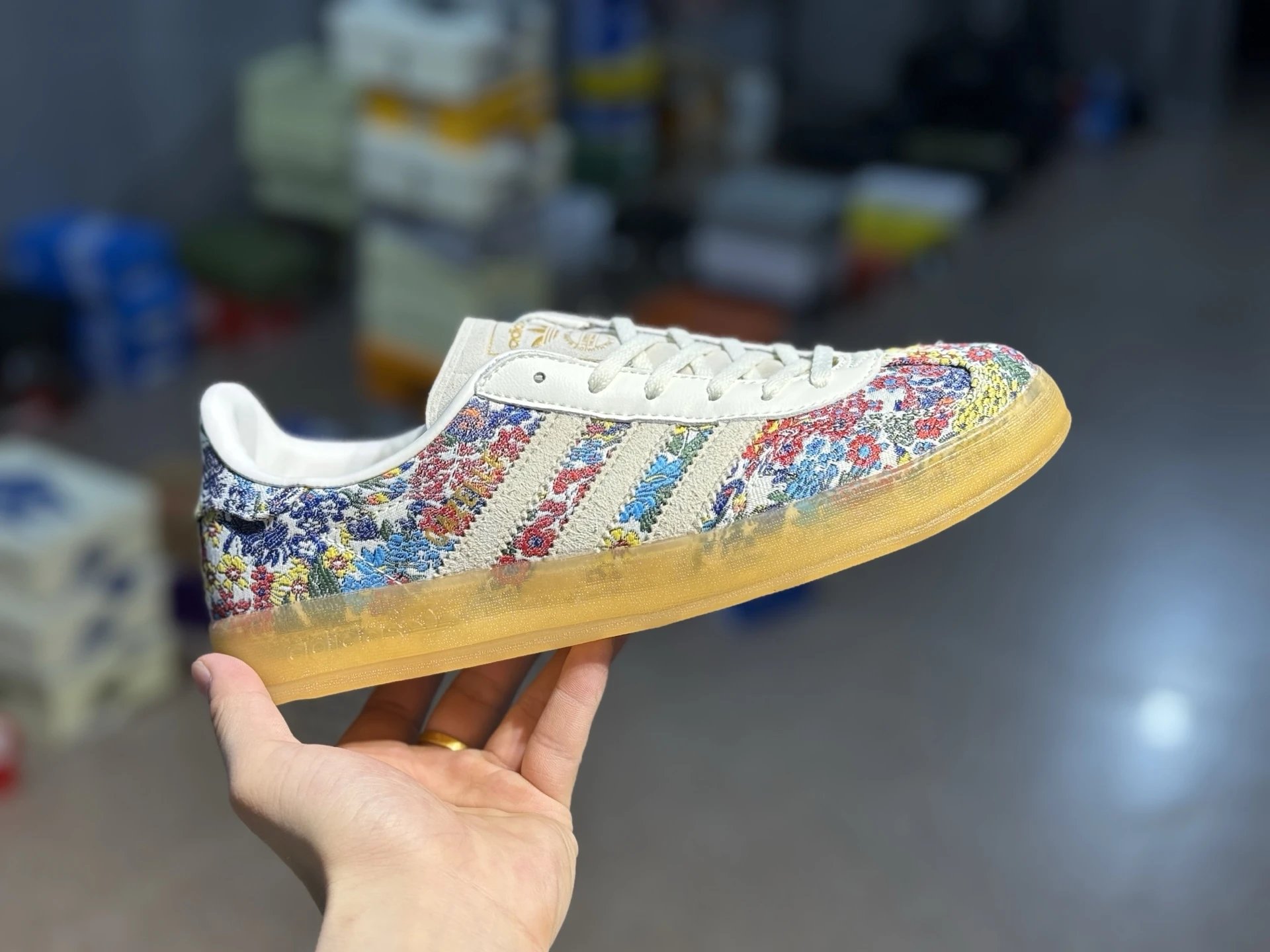 Adidas Floral Embroidered Gum Sole Sneakers