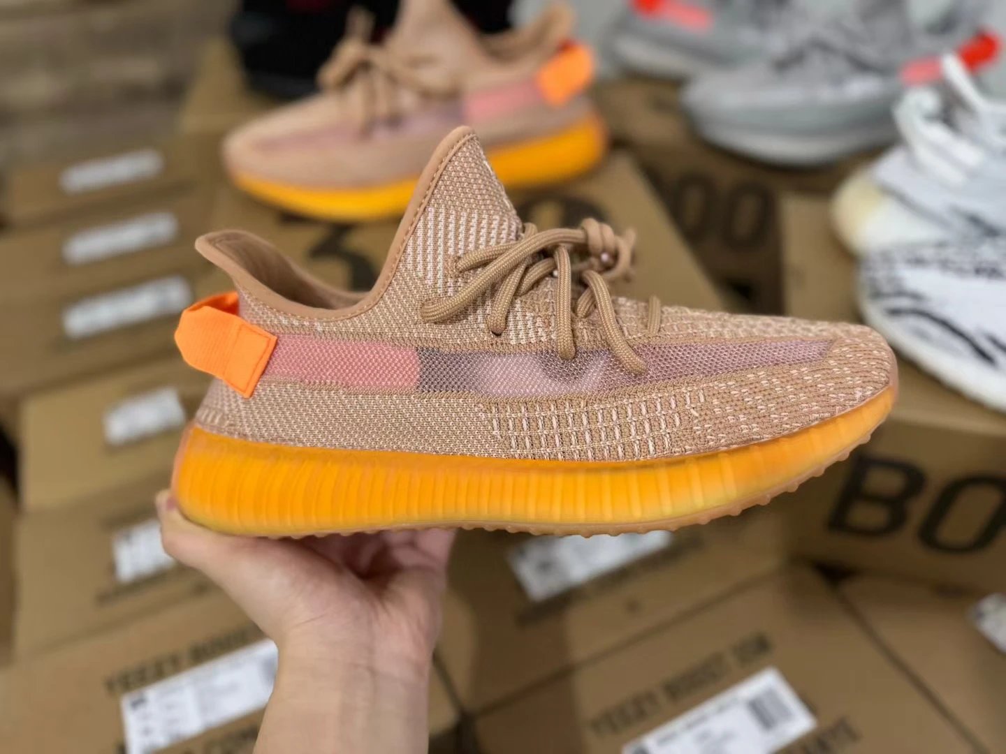 Yeezy Boost 350 V2 Orange Primeknit Running Shoes