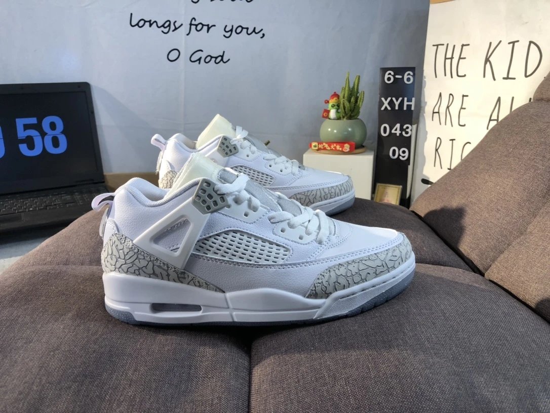 Air Jordan Retro White Gray Leather Basketball Sneakers