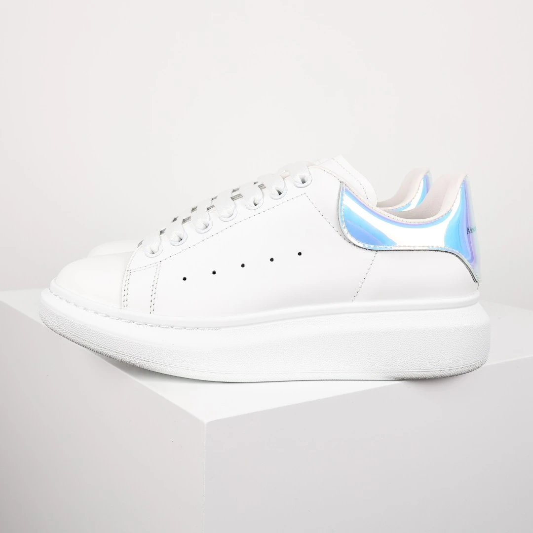 Alexander McQueen White Iridescent Platform Sneakers