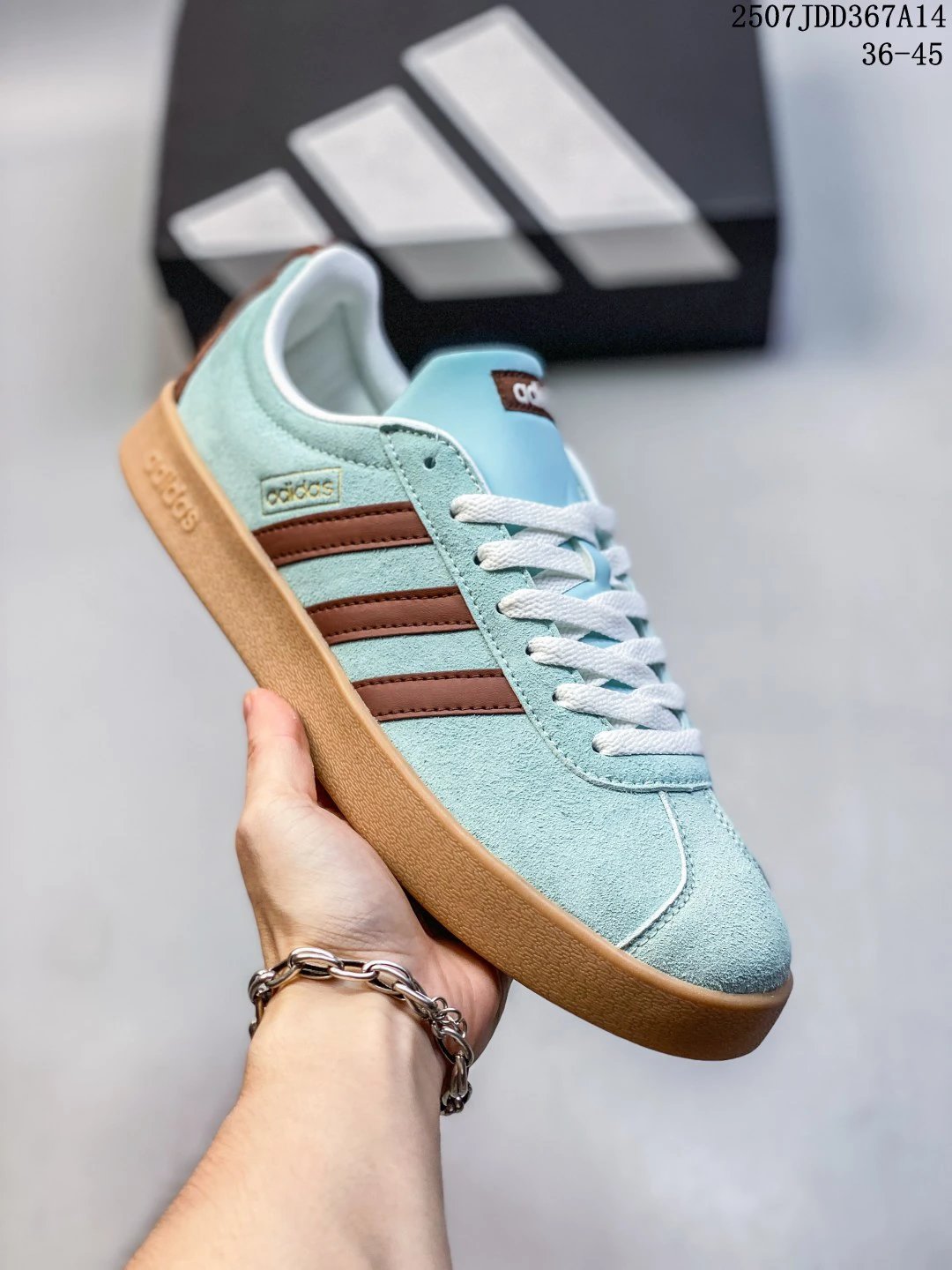 Adidas Retro Blue Suede Sneakers Brown Stripes Shoes 36-45
