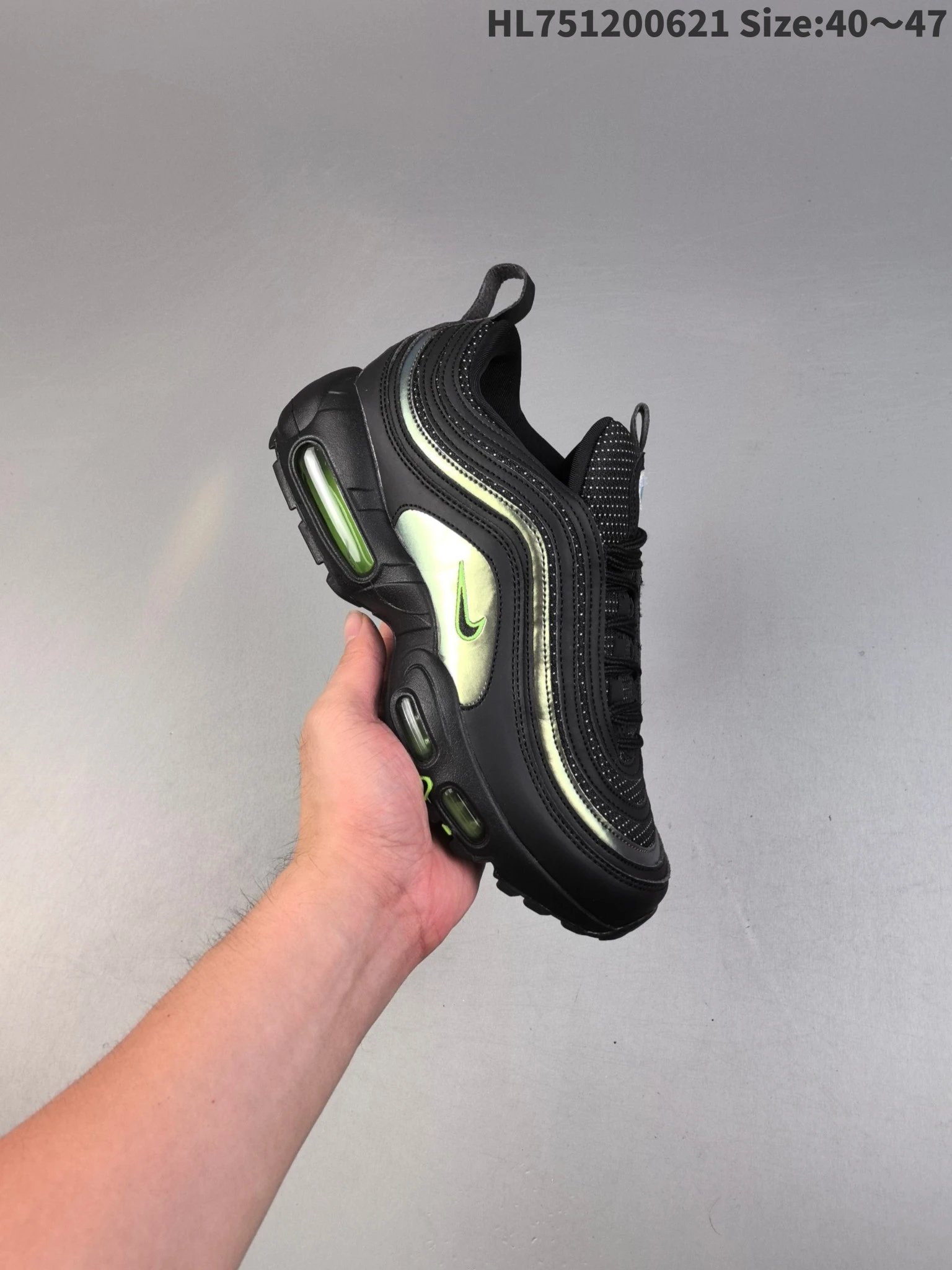 Nike Air Max 97 Black Green Men Running Sneakers
