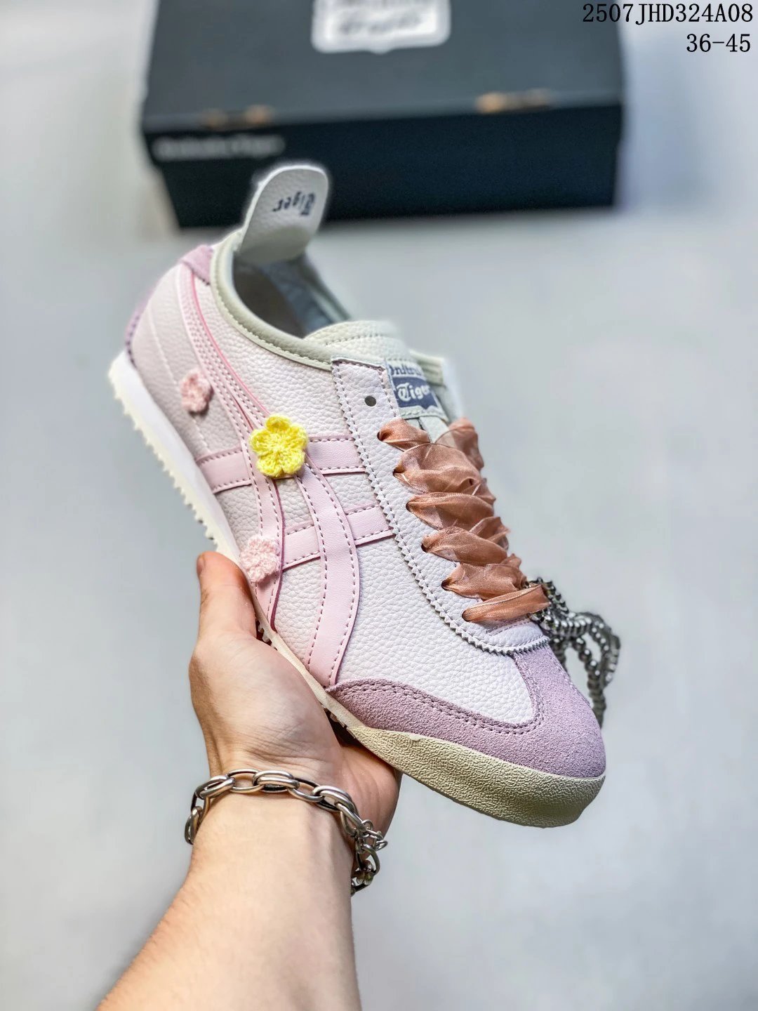 ASICS Onitsuka Tiger Women Pink Floral Retro Sneakers
