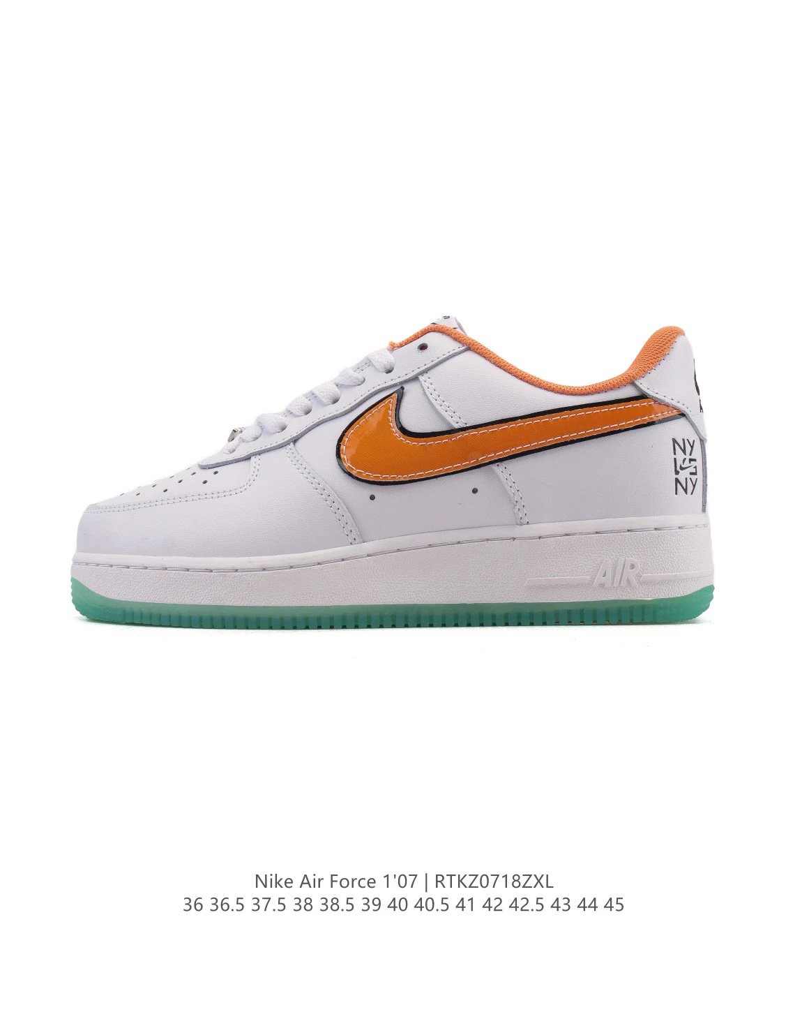 Nike Air Force 1 White Orange Green Sneakers