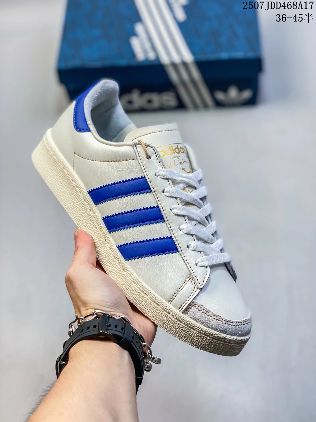 Adidas Classic White Blue Leather Sneakers 36-45