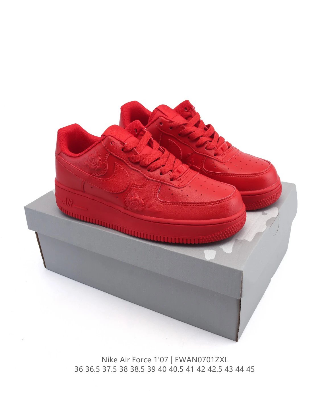 Nike Air Force 1'07 Red Leather Sneakers Shoes