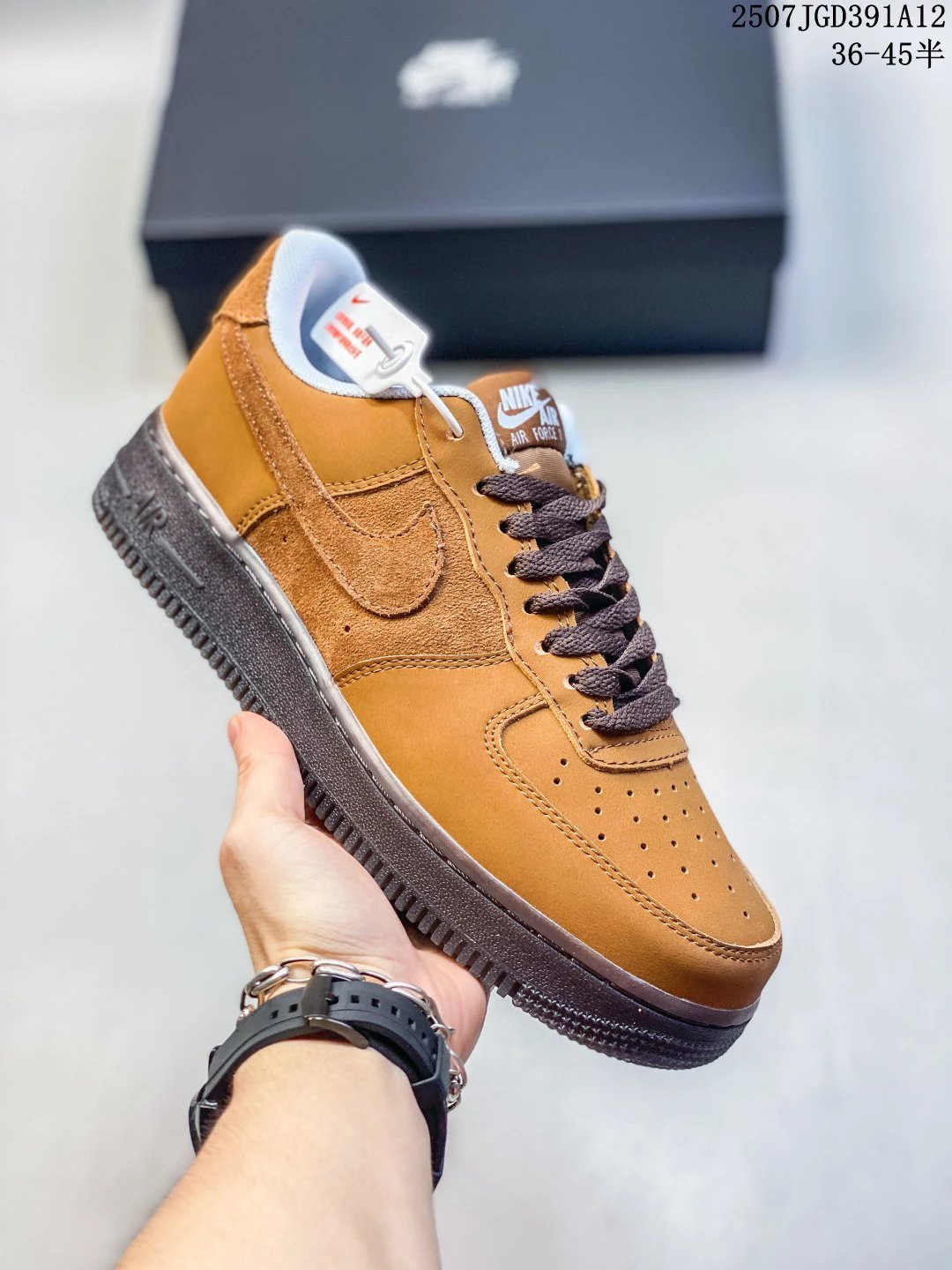 Nike Air Force 1 Brown Suede Low Top Sneakers