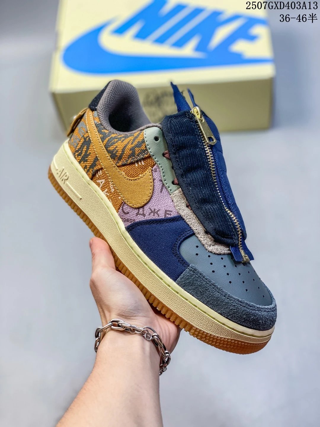 Nike Air Force 1 Multi Color Patchwork Zipper Sneakers