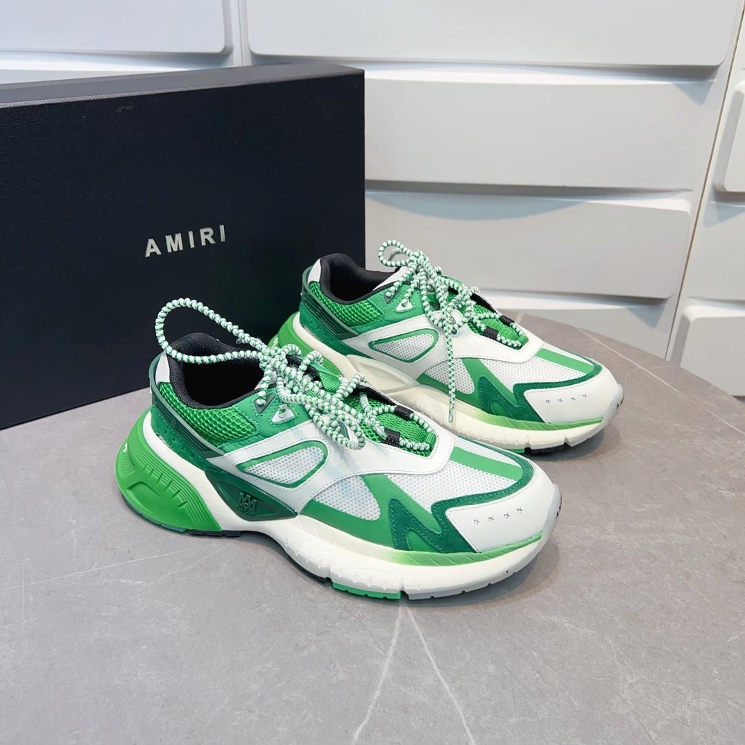 Amiri Green Mesh Running Shoes Lightweight Fashion Sneakers