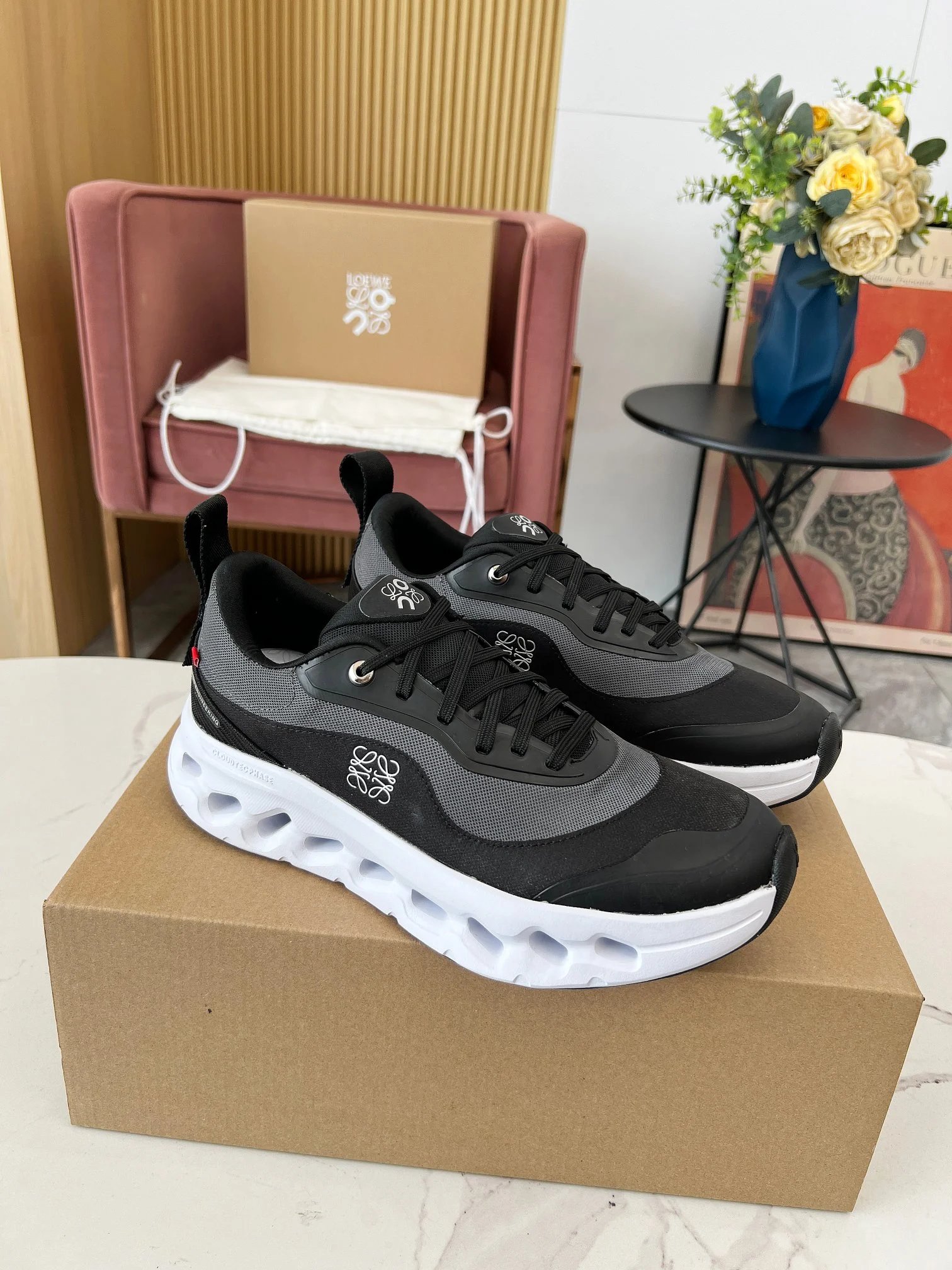 Loewe Black Gray Mesh Running Sneakers For Men Women