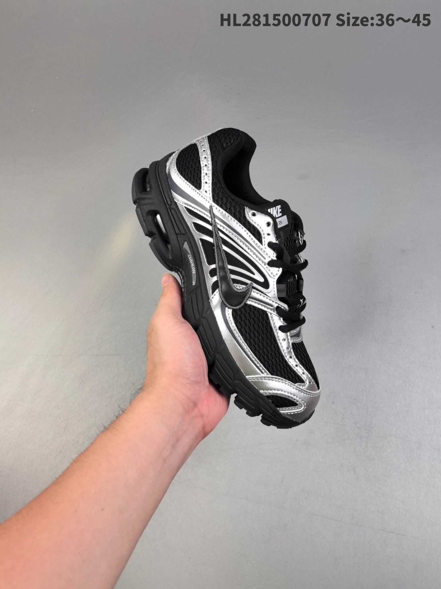 Nike HL281500707 Men’s Black Silver Running Shoes