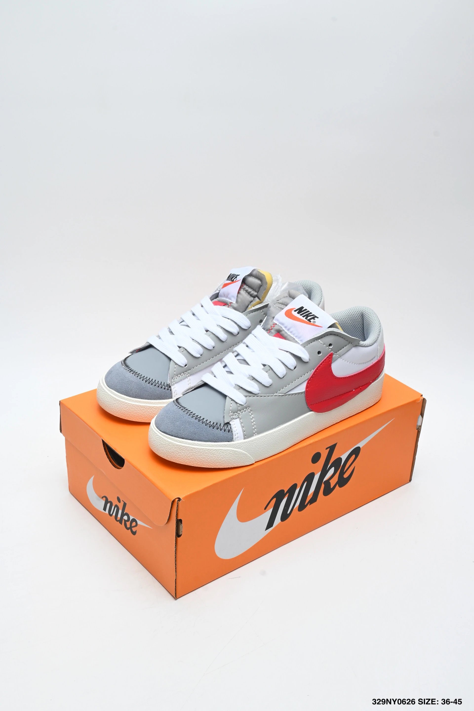 Nike Blazer Low Retro Gray Red Sneakers Shoes