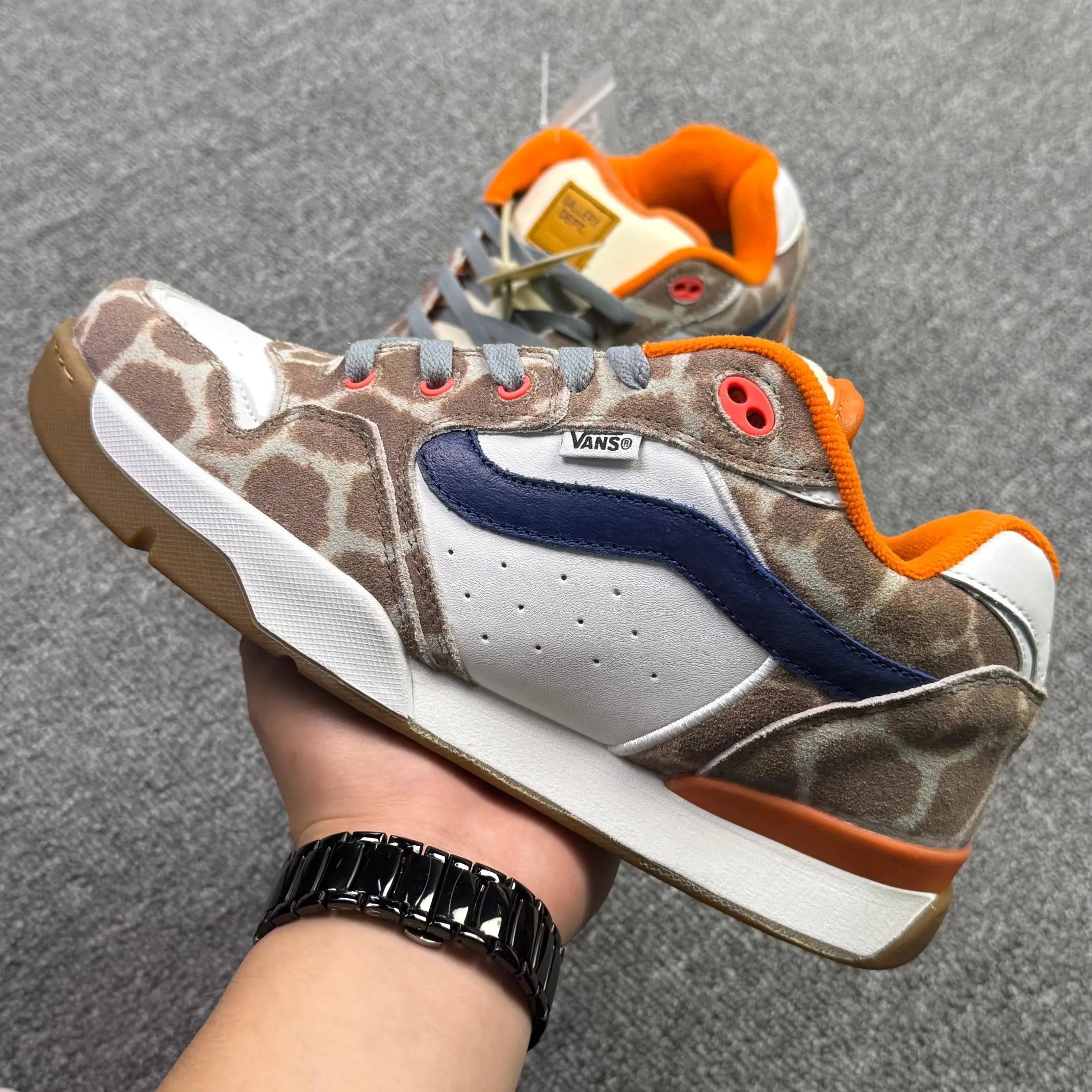 Vans Retro Giraffe Print Skate Shoes Orange Suede