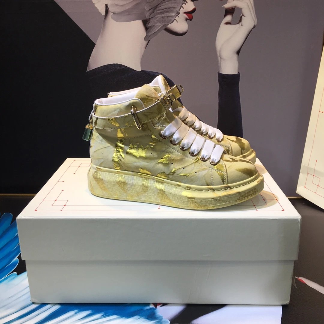 Alexander McQueen Gold Leaf High Top Sneakers