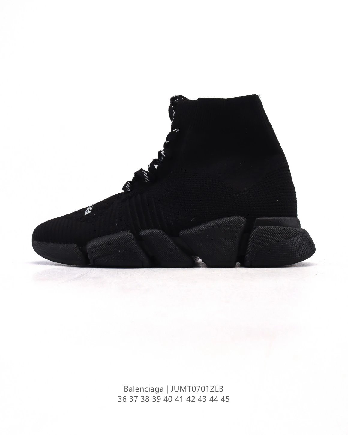 Balenciaga Black Knit High Top Chunky Sole Sneakers