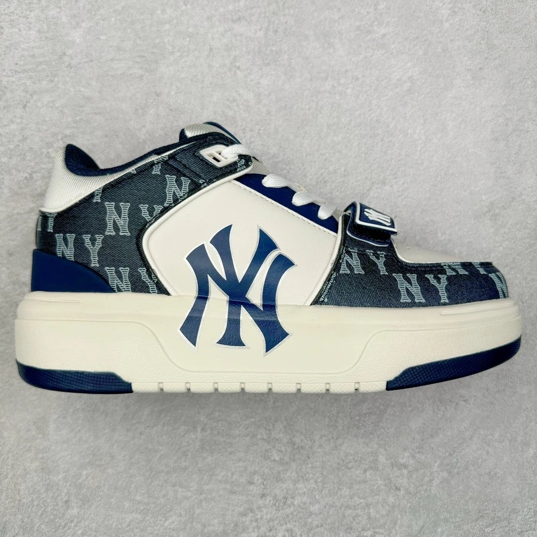 MLB NY Logo Navy White Casual Sneakers for Men Women