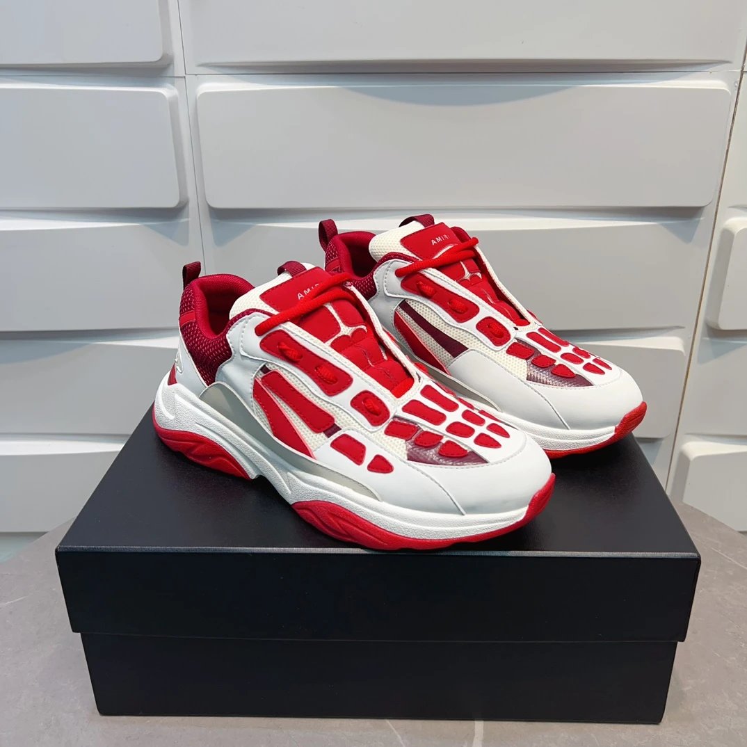 Amiri Red White Mesh Chunky Sole Sneakers