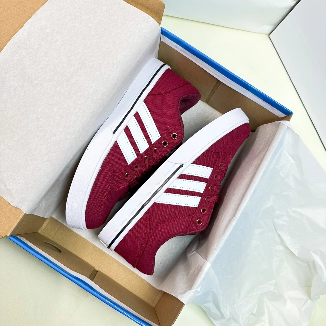 Adidas Maroon Canvas Casual Sneakers for Men
