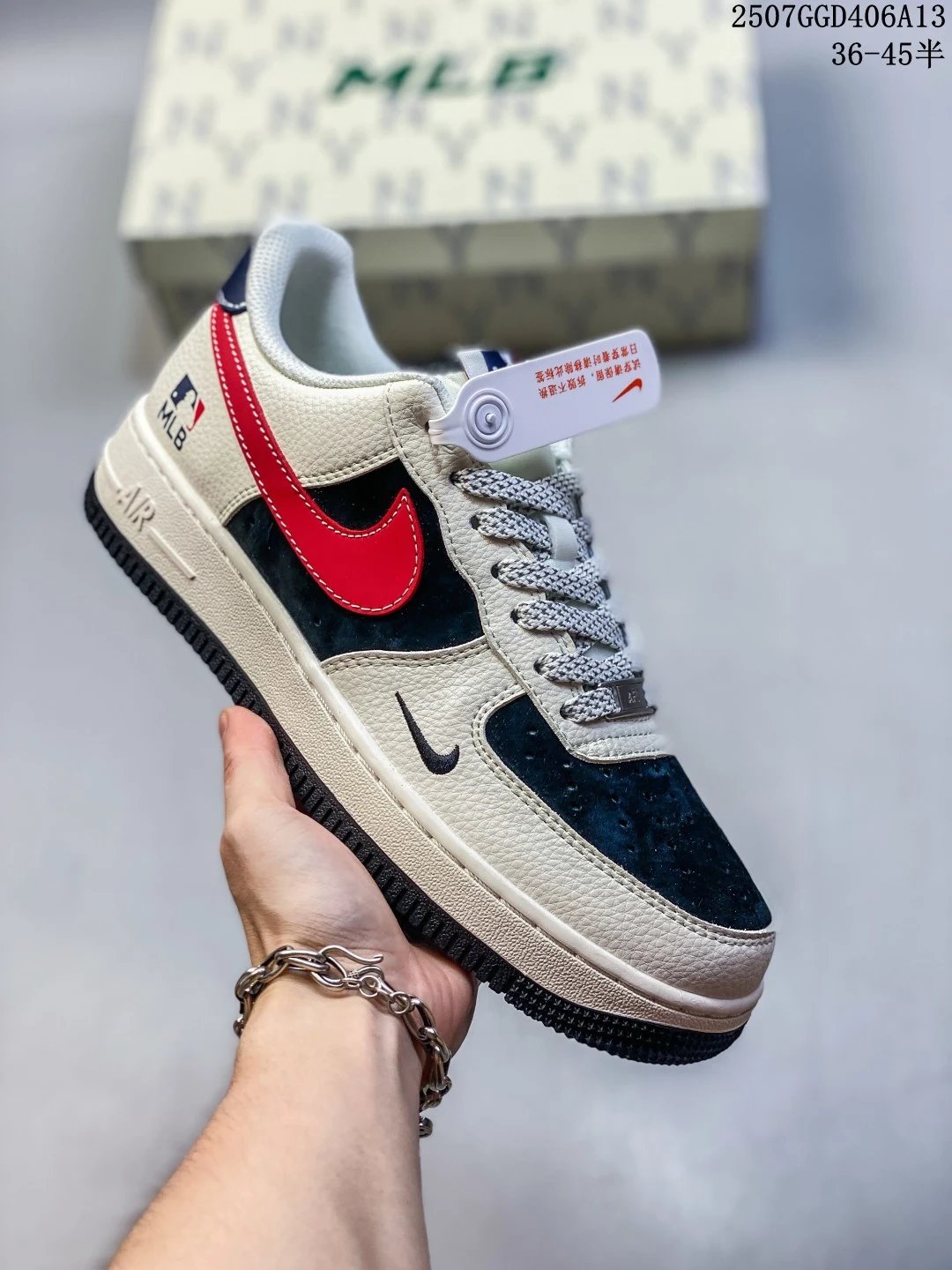 Nike MLB Air Style Beige Navy Red Sneakers