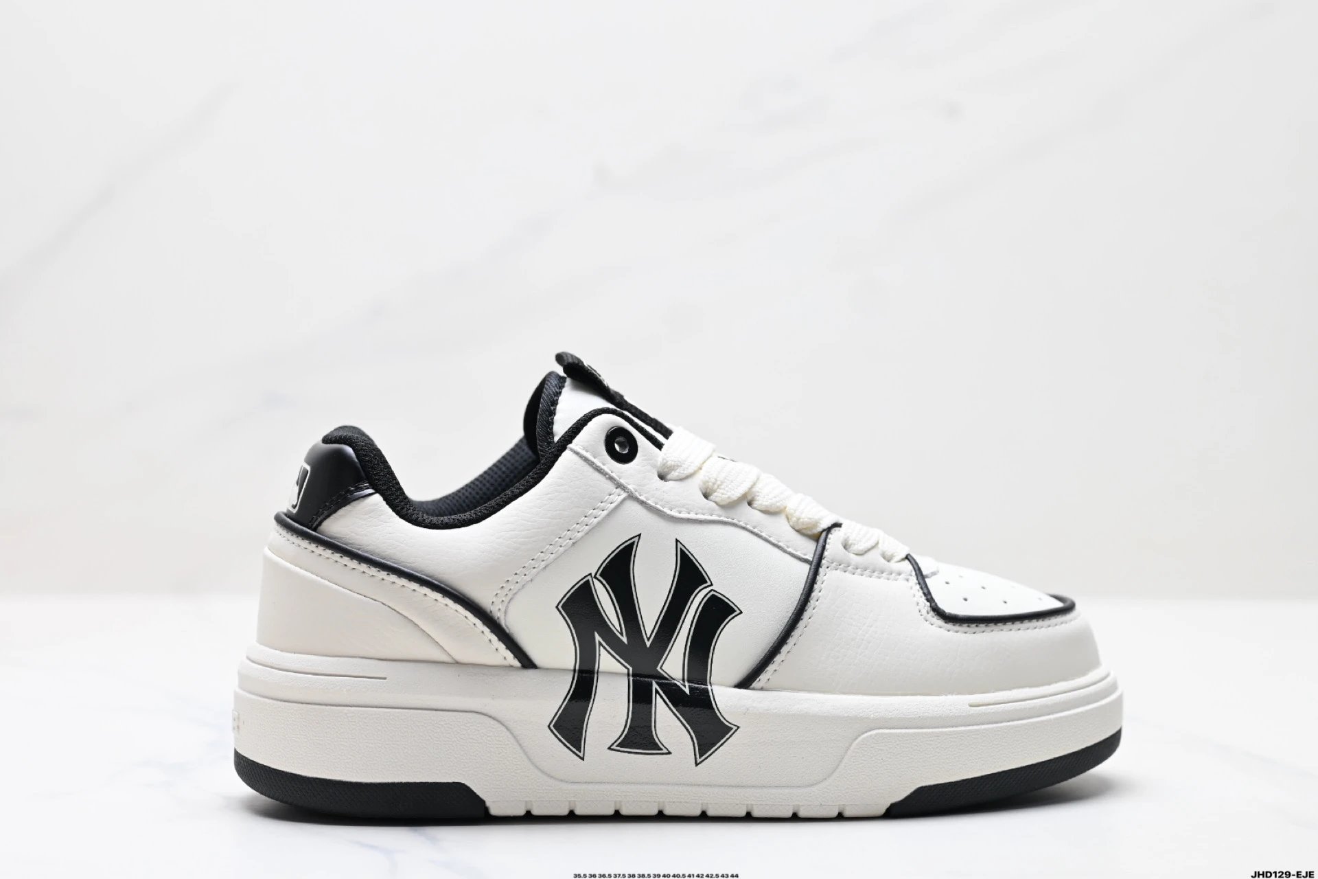 MLB Classic White Black Leather Logo Sneakers Shoes