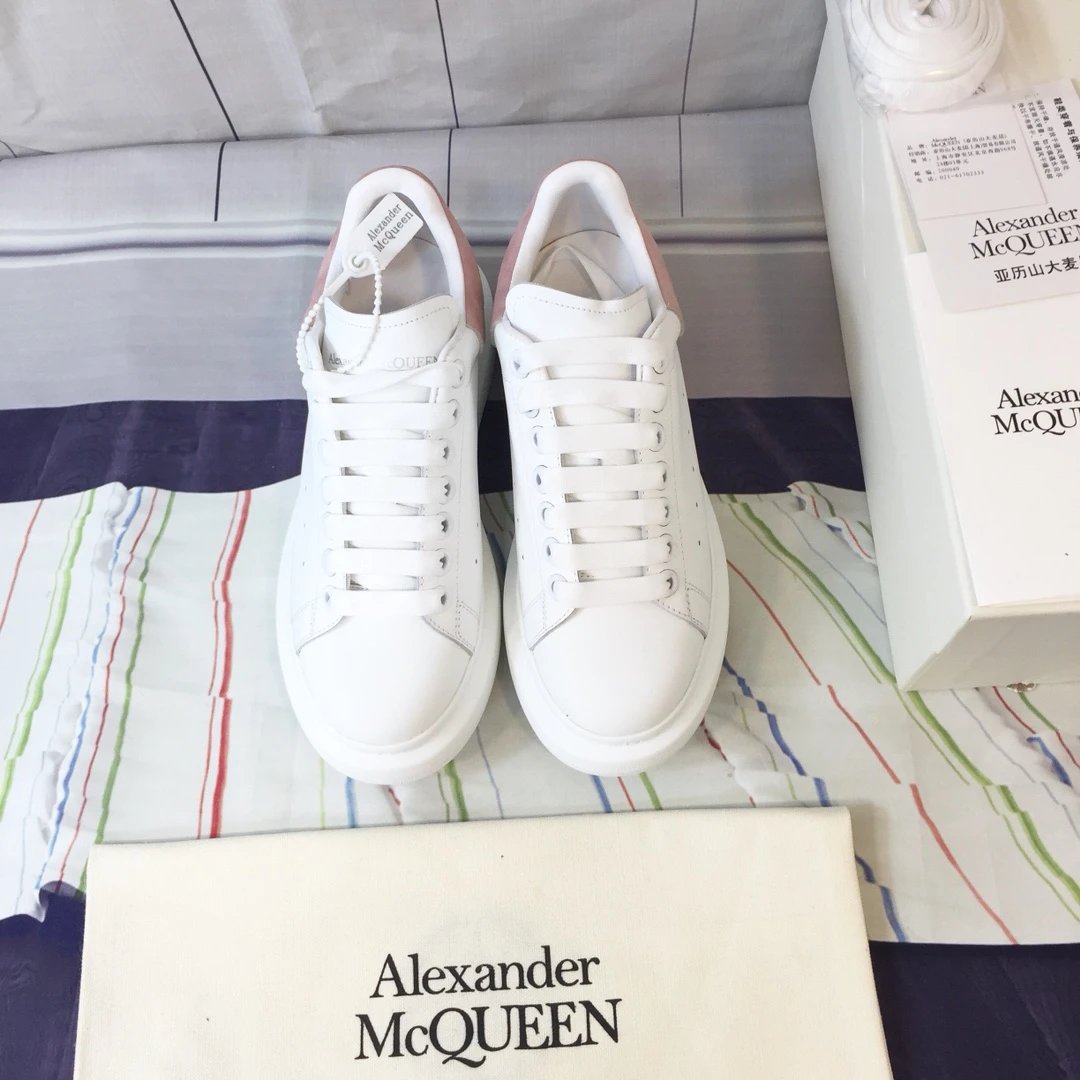 Alexander McQueen White Pink Heel Sneakers