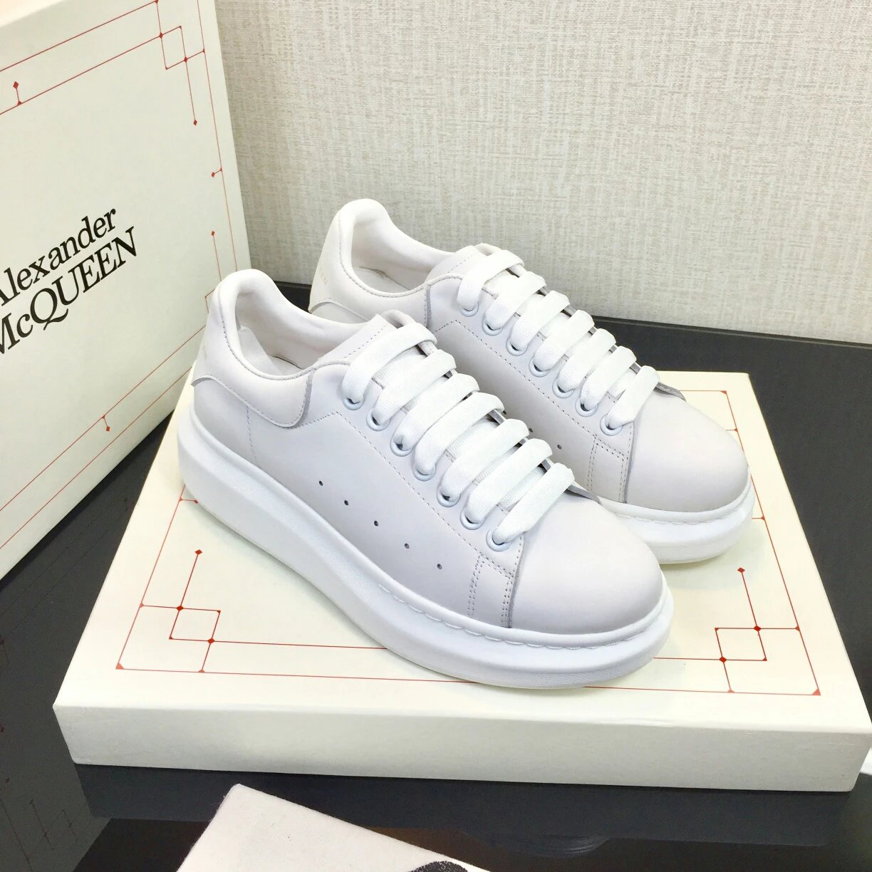 Alexander McQueen White Leather Oversized Sneakers
