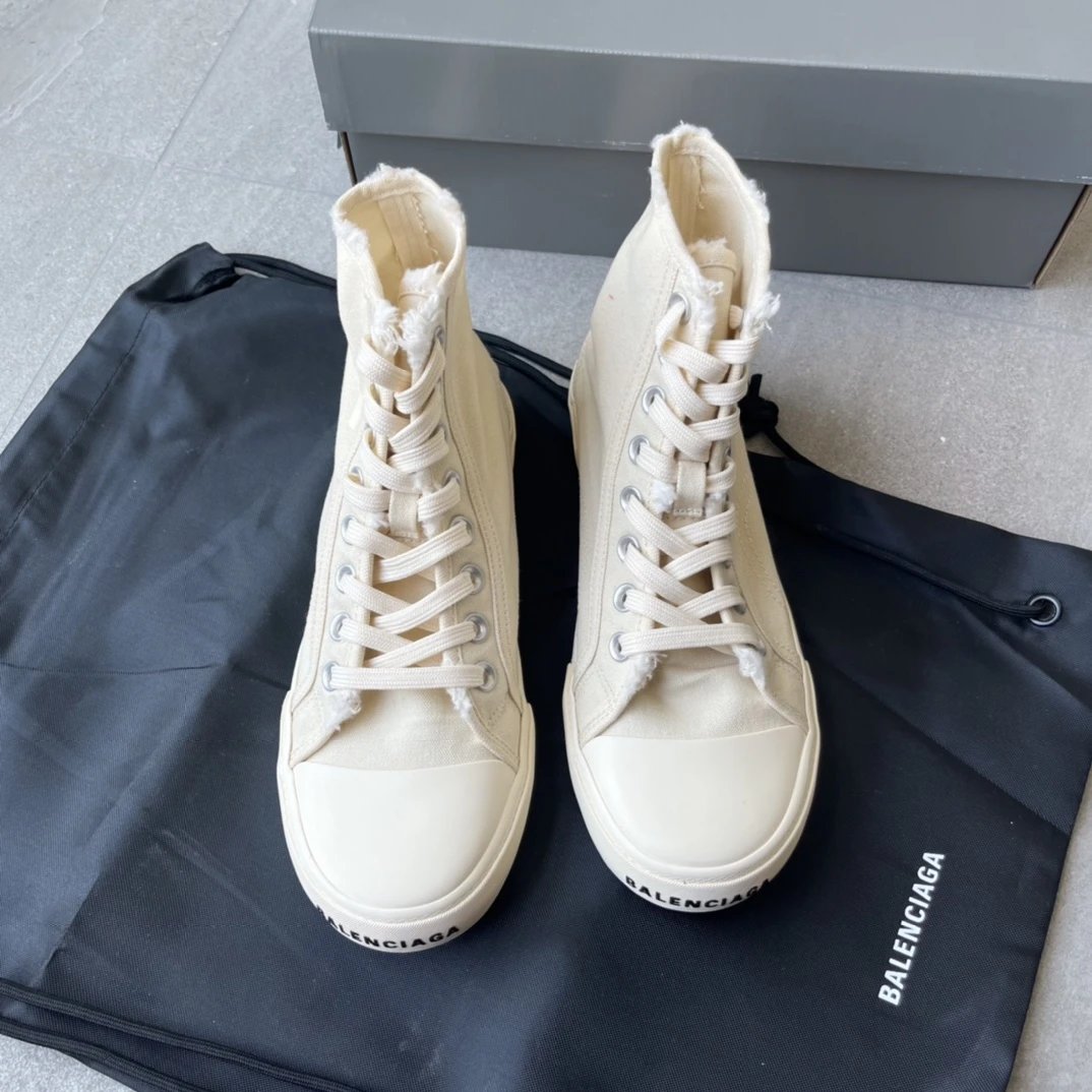 Balenciaga Beige High Top Canvas Sneakers Shoes