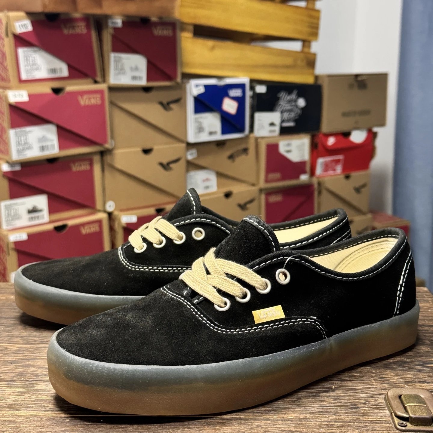 Vans Classic Black Suede Gum Sole Sneakers