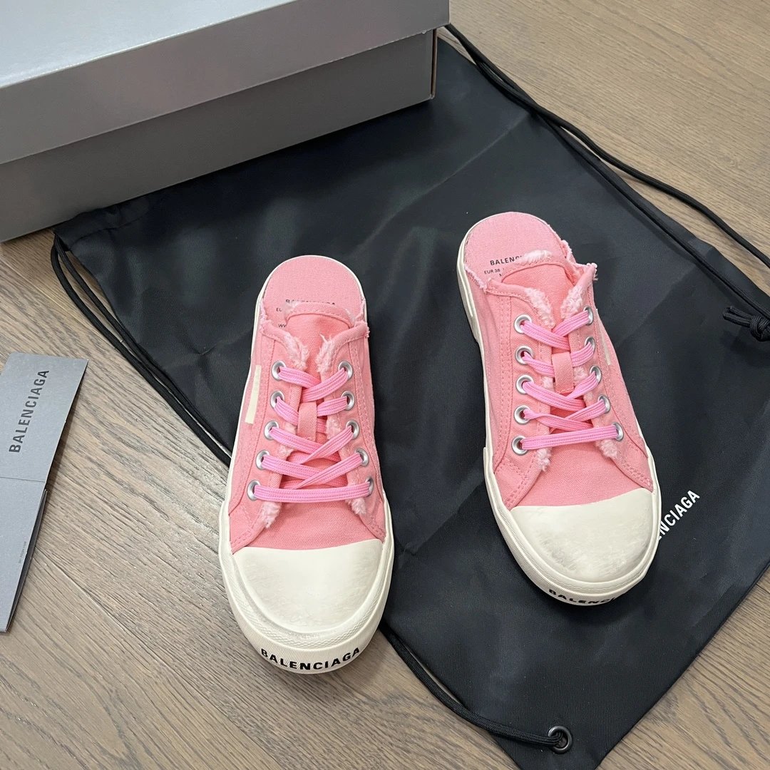 Balenciaga Pink Canvas Women Sneakers Street Style Shoes