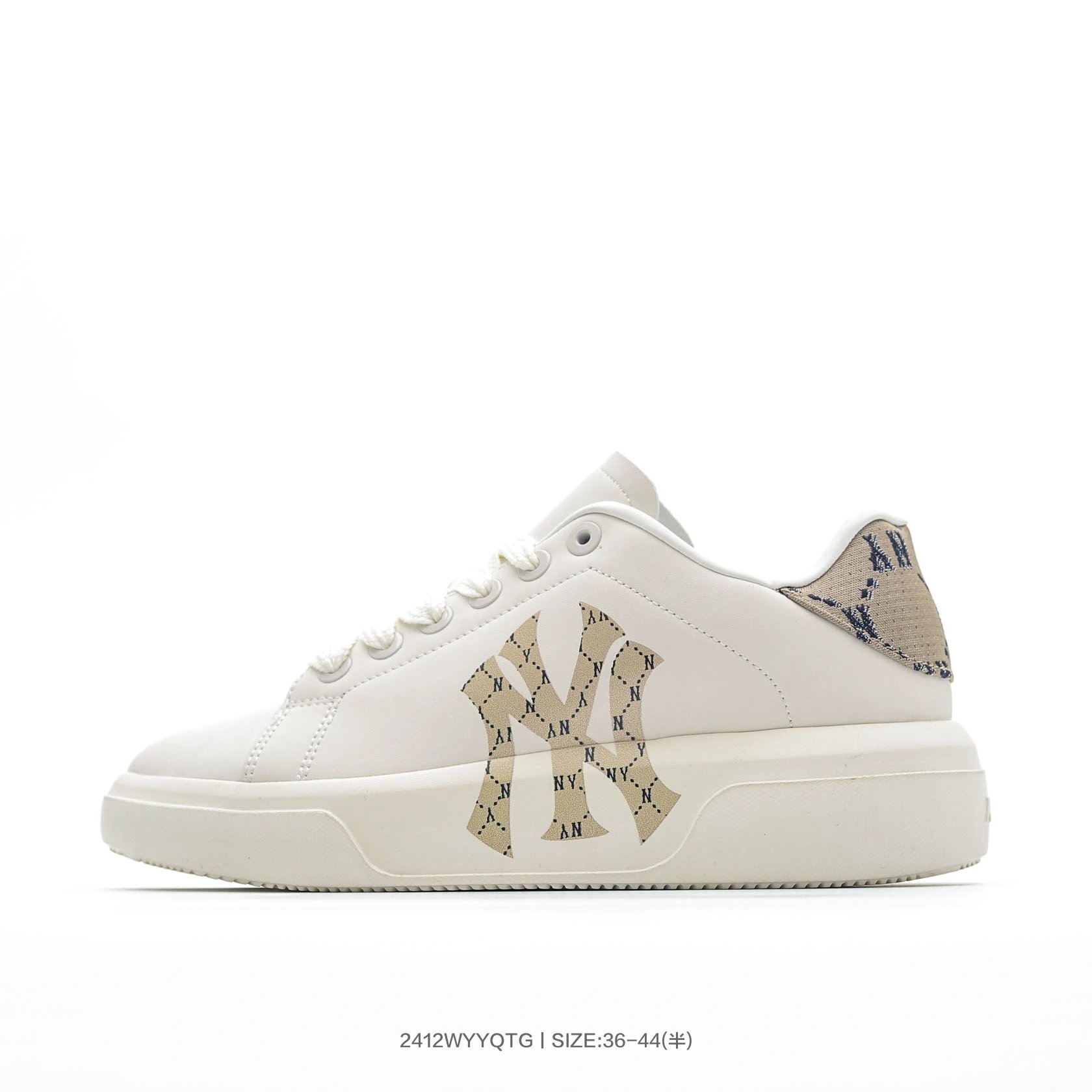 MLB White Chunky NY Logo Leather Sneakers