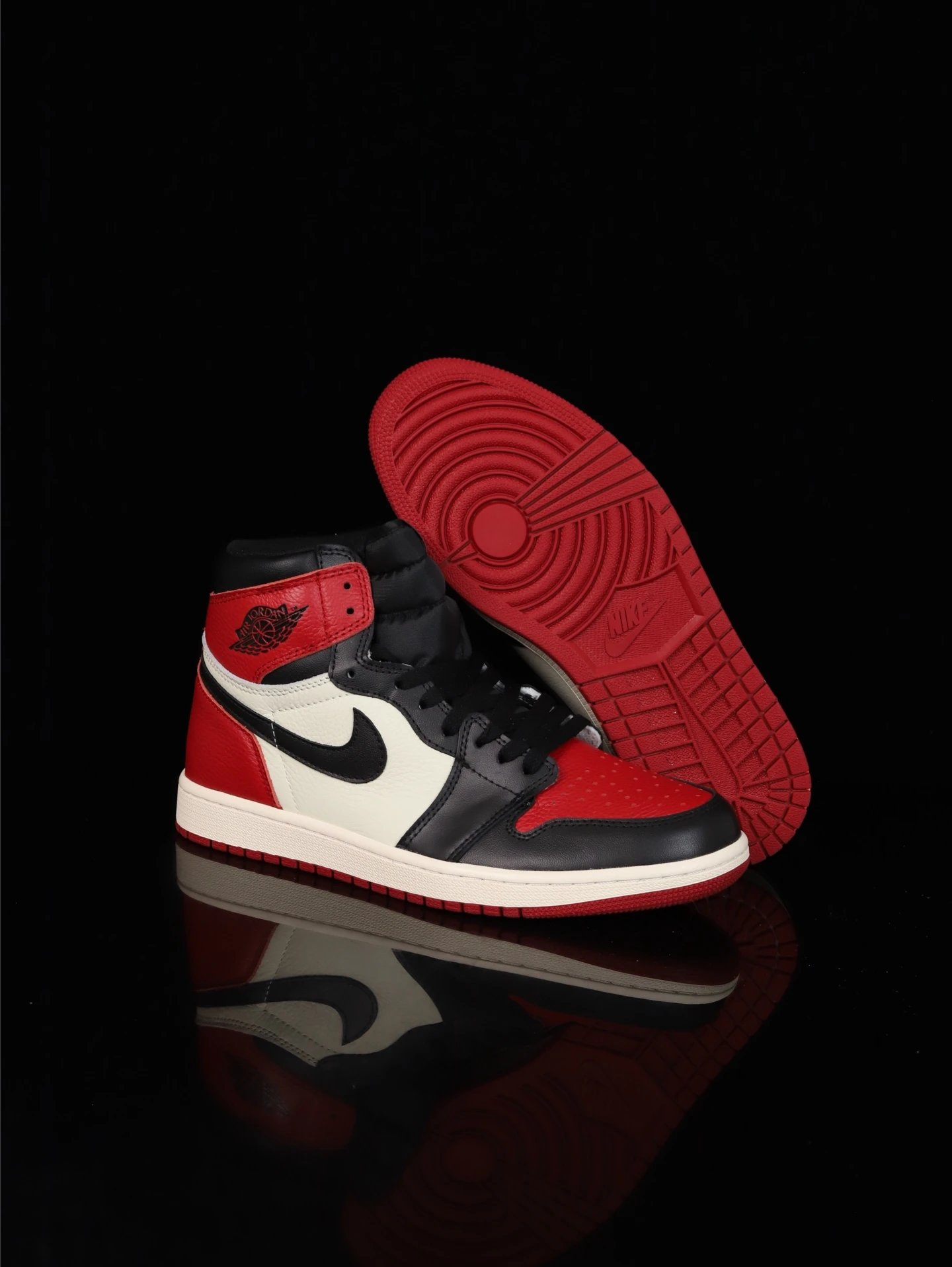 Air Jordan High Red Black White Leather Sneakers