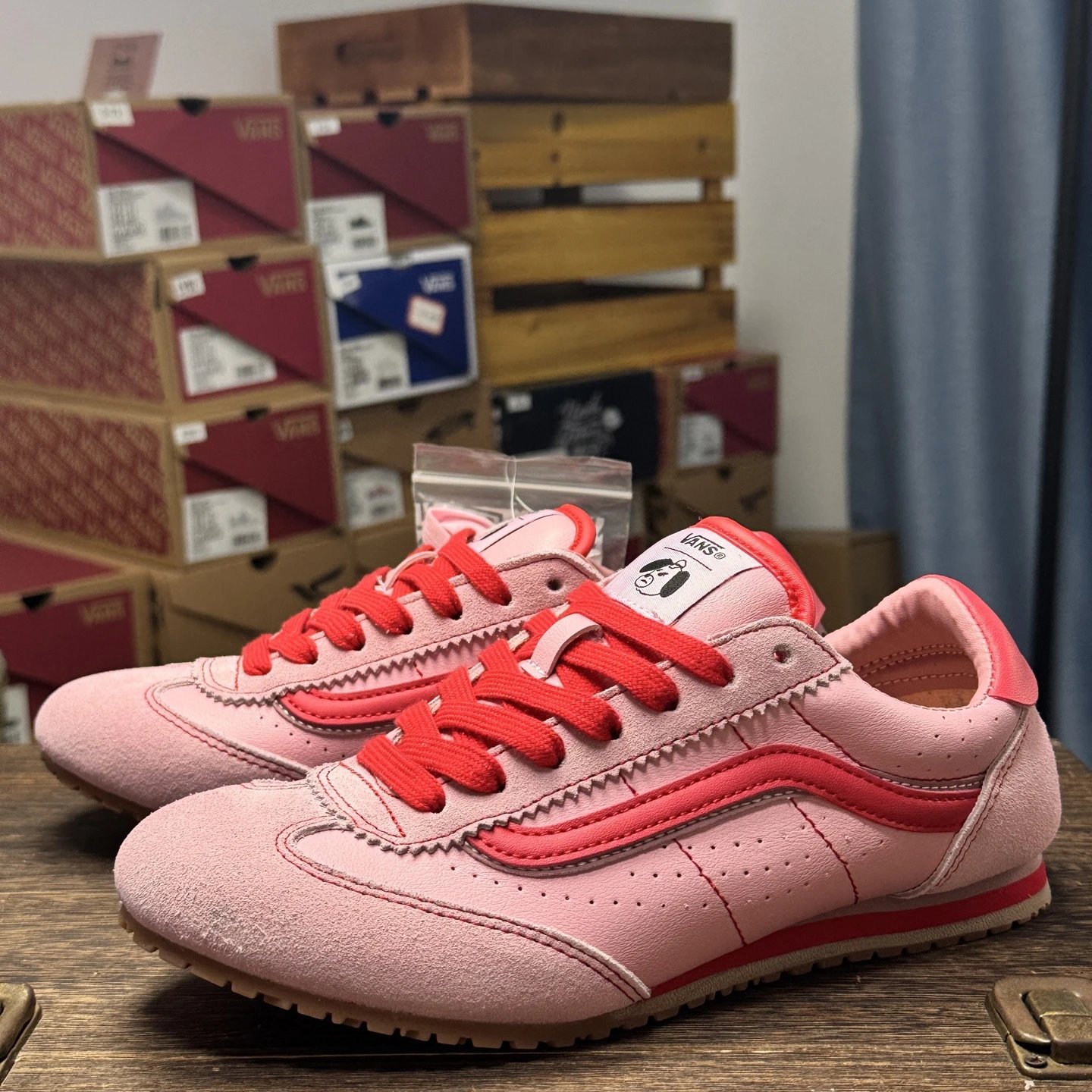 Vans Retro Pink Red Suede Women’s Casual Sneakers