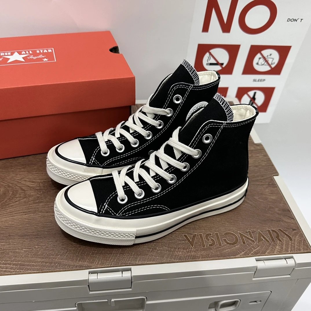 Converse High Top Canvas Sneakers Black White Unisex Shoes